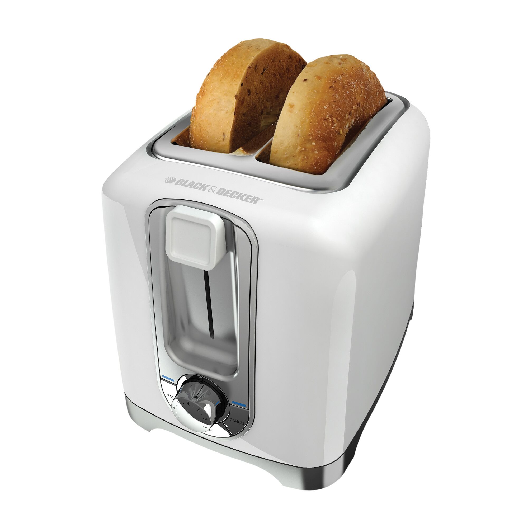 Overhead view of 2 Slice toaster.