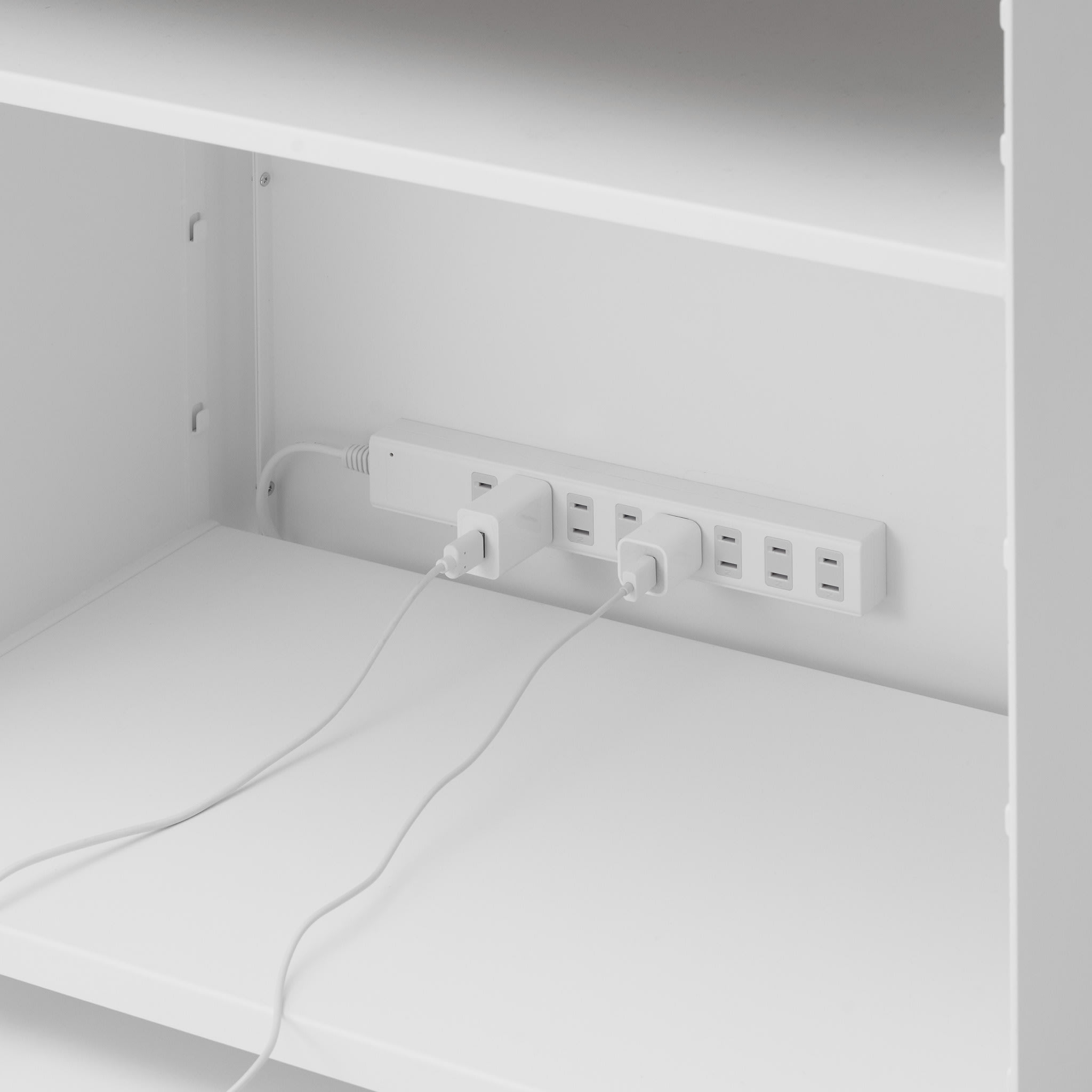 Semi-Closed Wood-Top Storage Wagon : Convenient Power Strip Integration