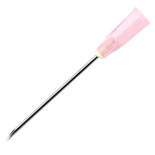 Hypodermic Needle, Regular Bevel, 18ga x 1 1/2", Sterile, Pink Hub - 100/Box