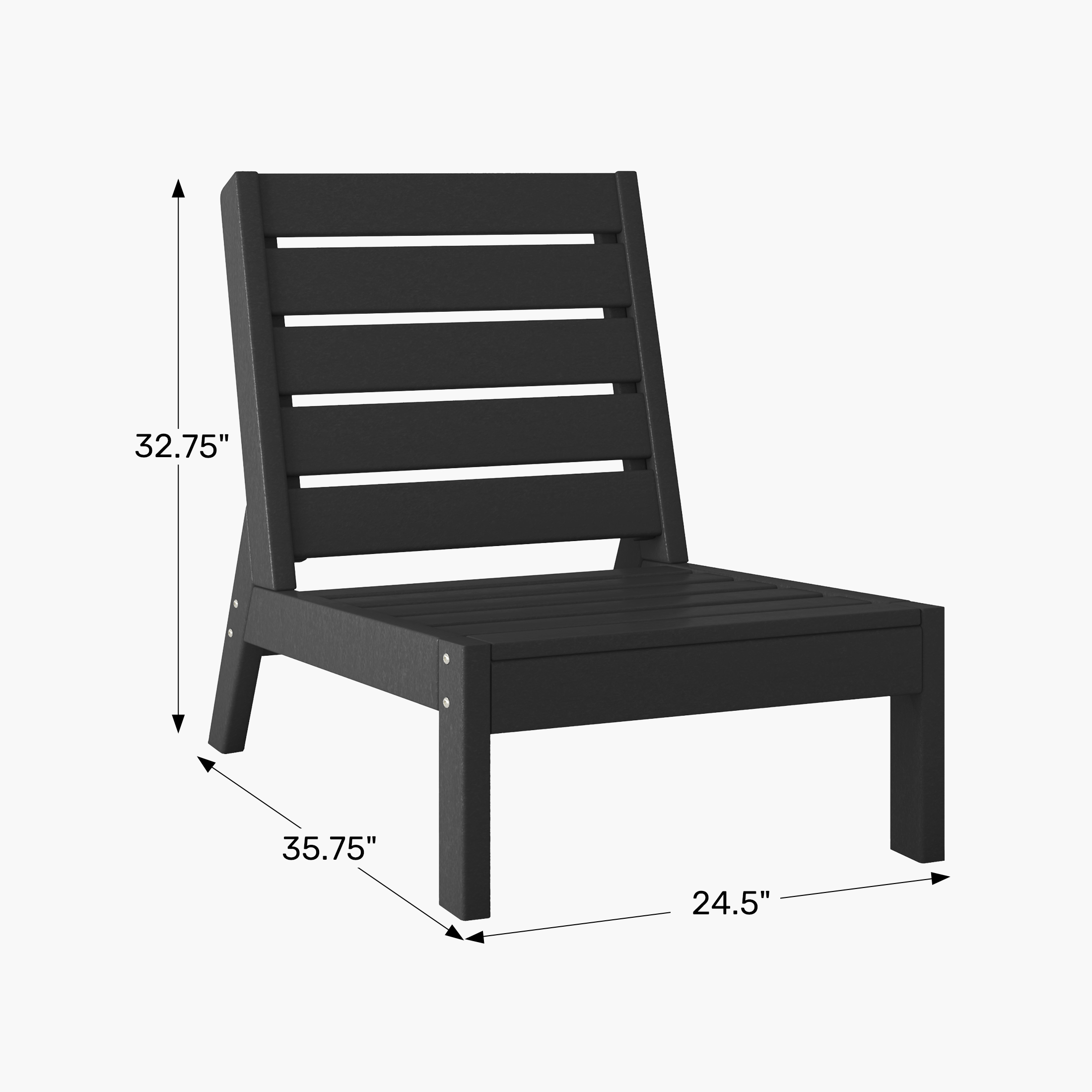 Outdoor HDPE Deep Seating Modular Armless Patio ChairWWT Spec Image