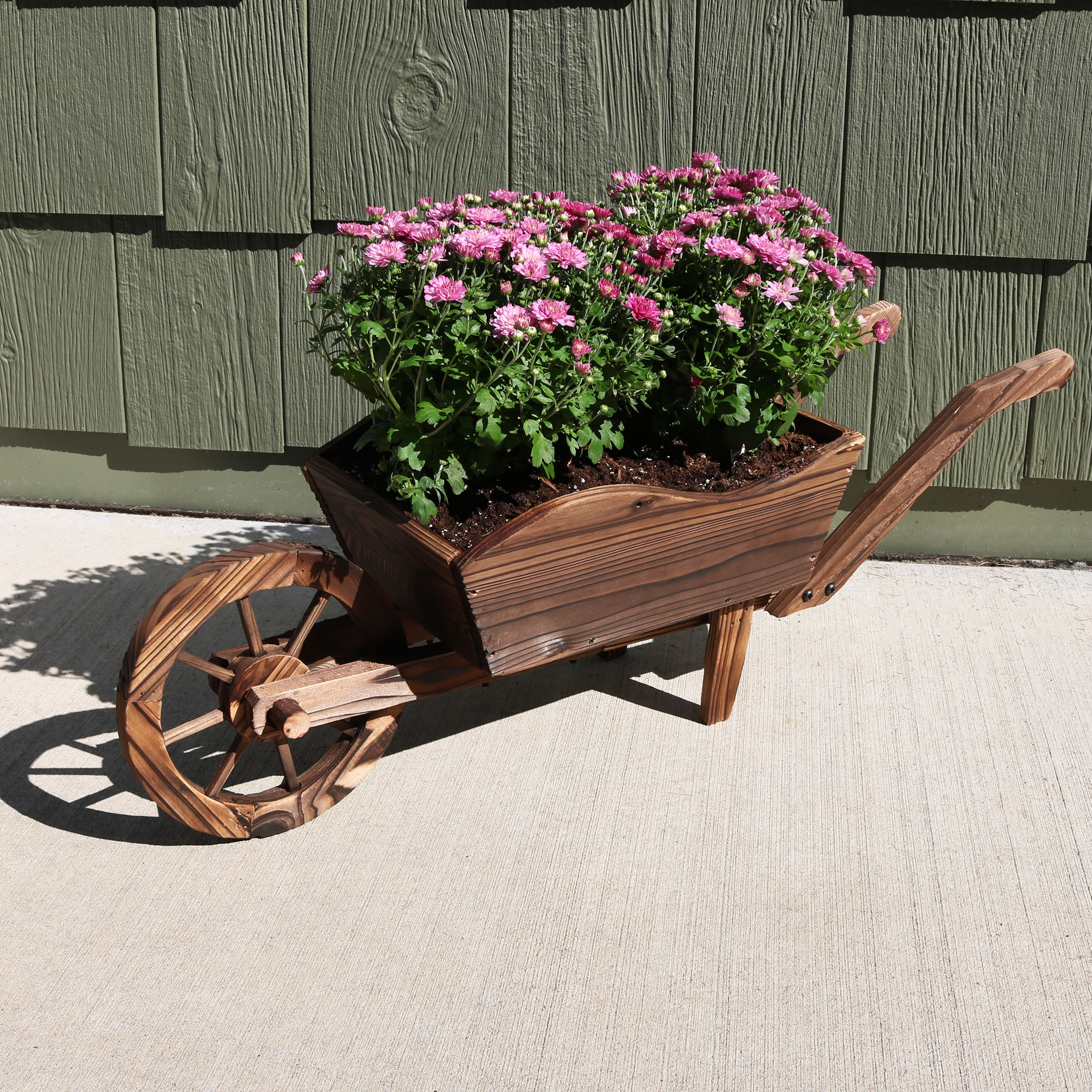 Sunnydaze Wooden Decorative Wheelbarrow Garden Planter - 35 x 10 x 11 Inches