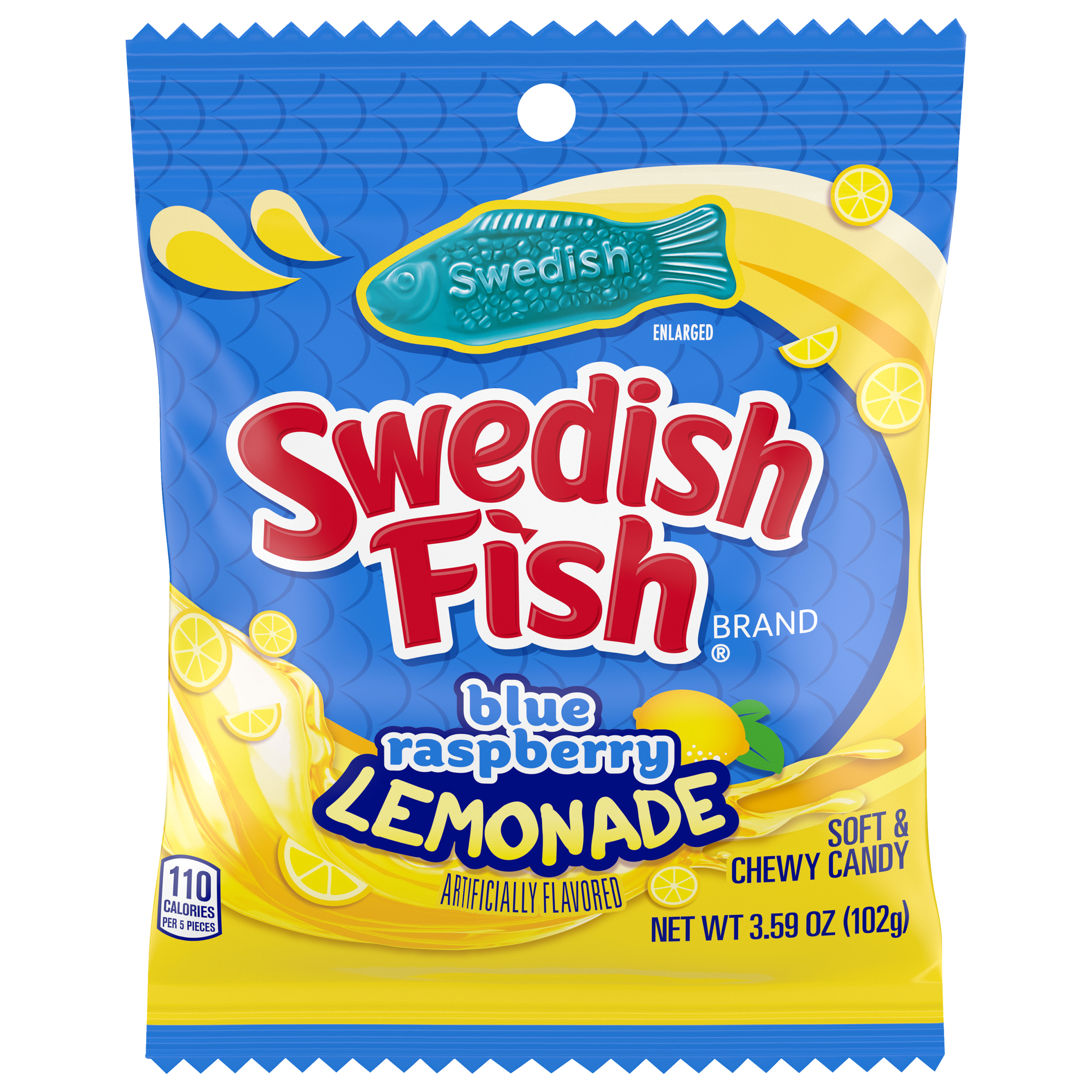 SWEDISH FISH Blue Raspberry Lemonade Soft & Chewy Candy, 3.59 oz Bag