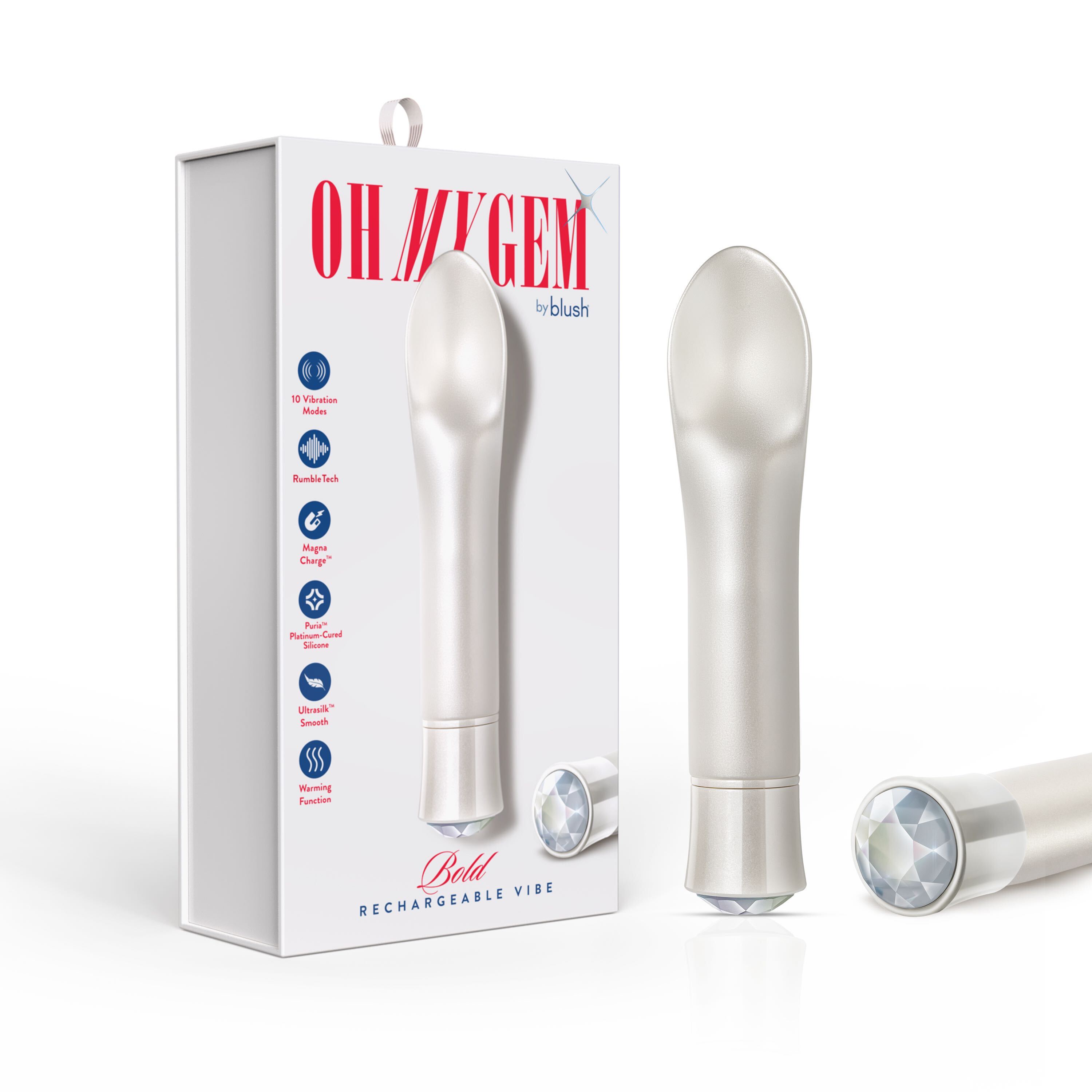 Blush Oh My Gem Bold 6.5 Inch Warming Clitoral Vibrator in Diamond - Made with Smooth Ultrasilk? Puria? Silicone