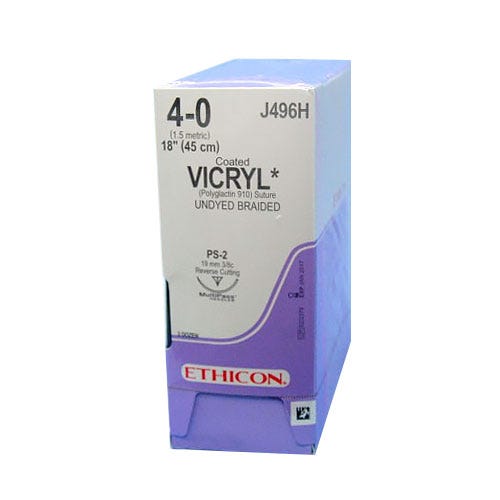 VICRYL® Undyed Braided & Coated Suture, 4-0, PS-2, Precision Point-Reverse Cutting, 18" - 36/Box