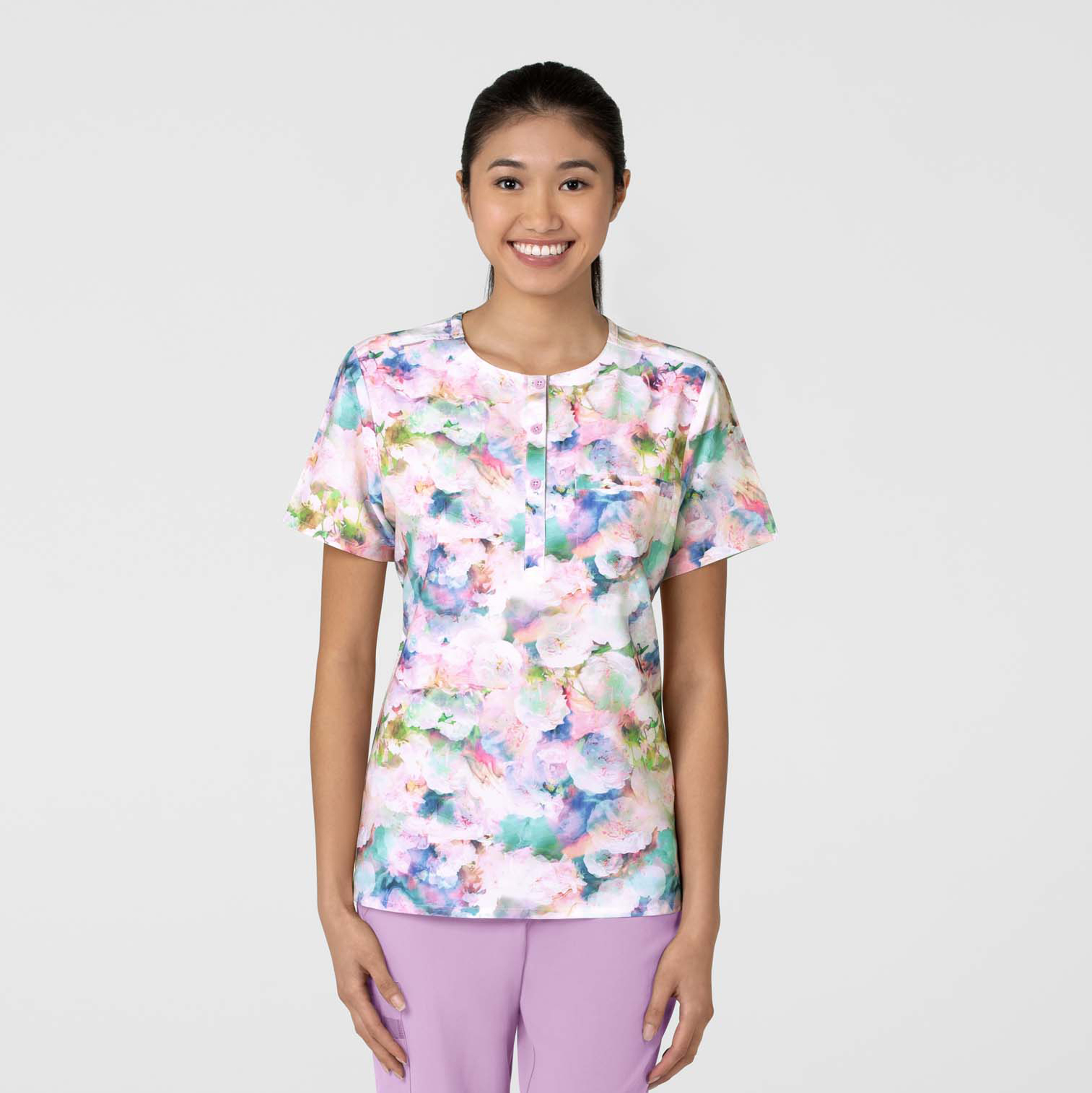 Women&#8216;s Round Neck Tuck-In Scrub Top-Wonder Wink