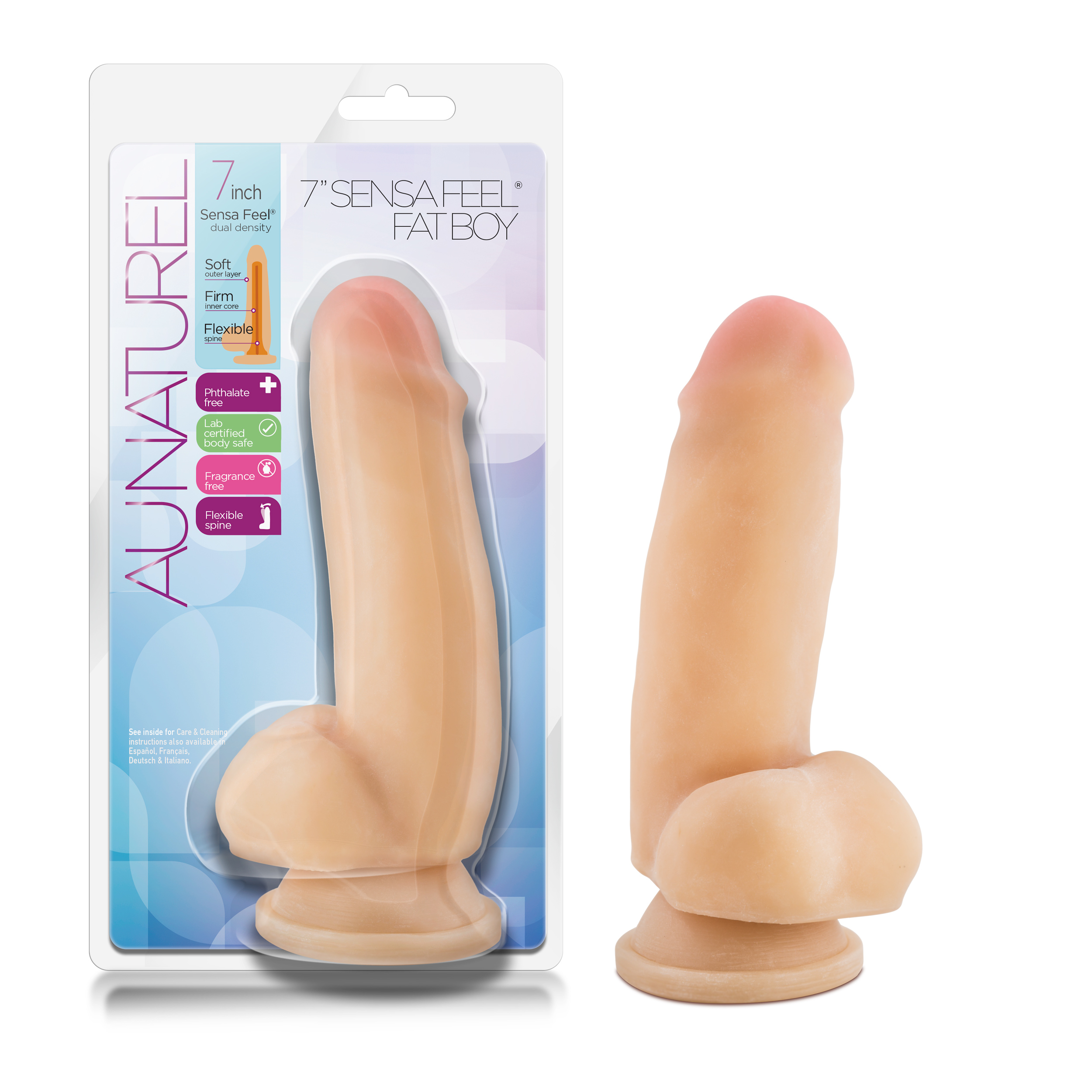 Blush Au Naturel Realistic Beige 7-Inch Long Dildo With Balls & Suction Cup Base