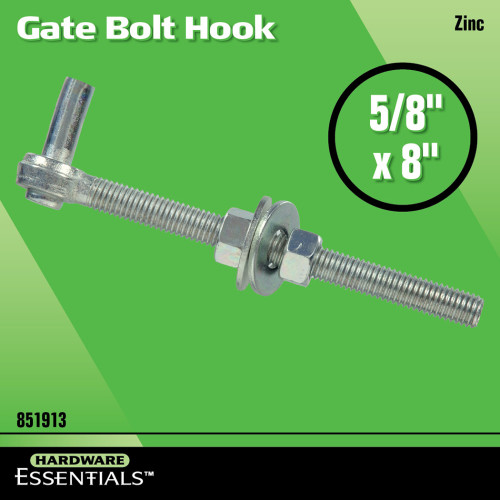 Hardware Essentials Gate Bolt Hook Zinc (5/8" x 8")