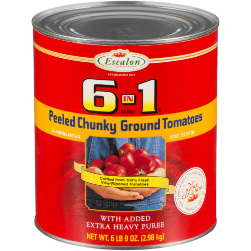  6 in 1 Peeled Chunky Ground Tomatoes in Extra Heavy Puree, 105 oz. Can (Pack of 6) 