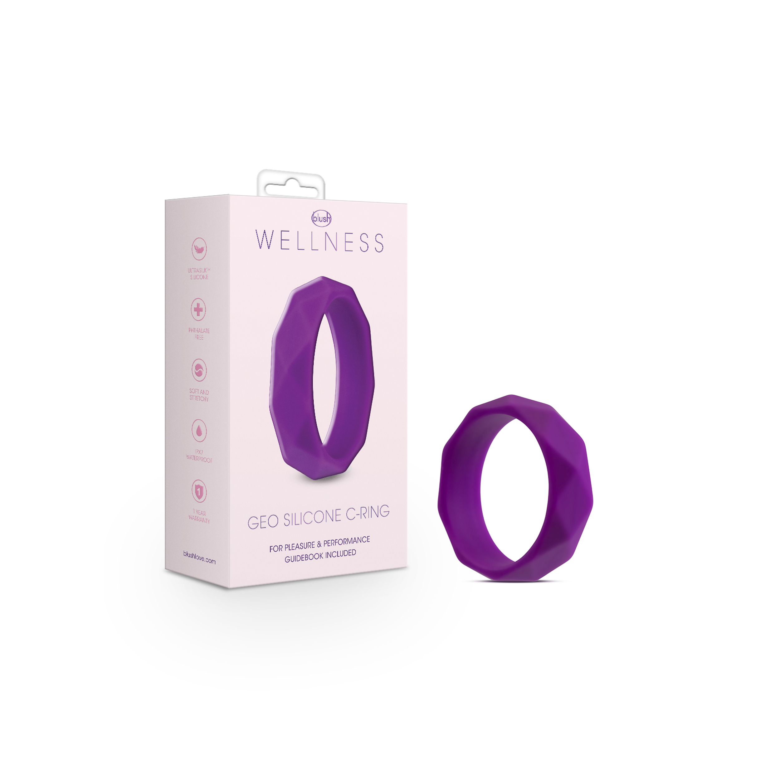 Wellness By Blush? / Geometric Purple UltraSilk? Penis Ring - Made with Puria? Silicone