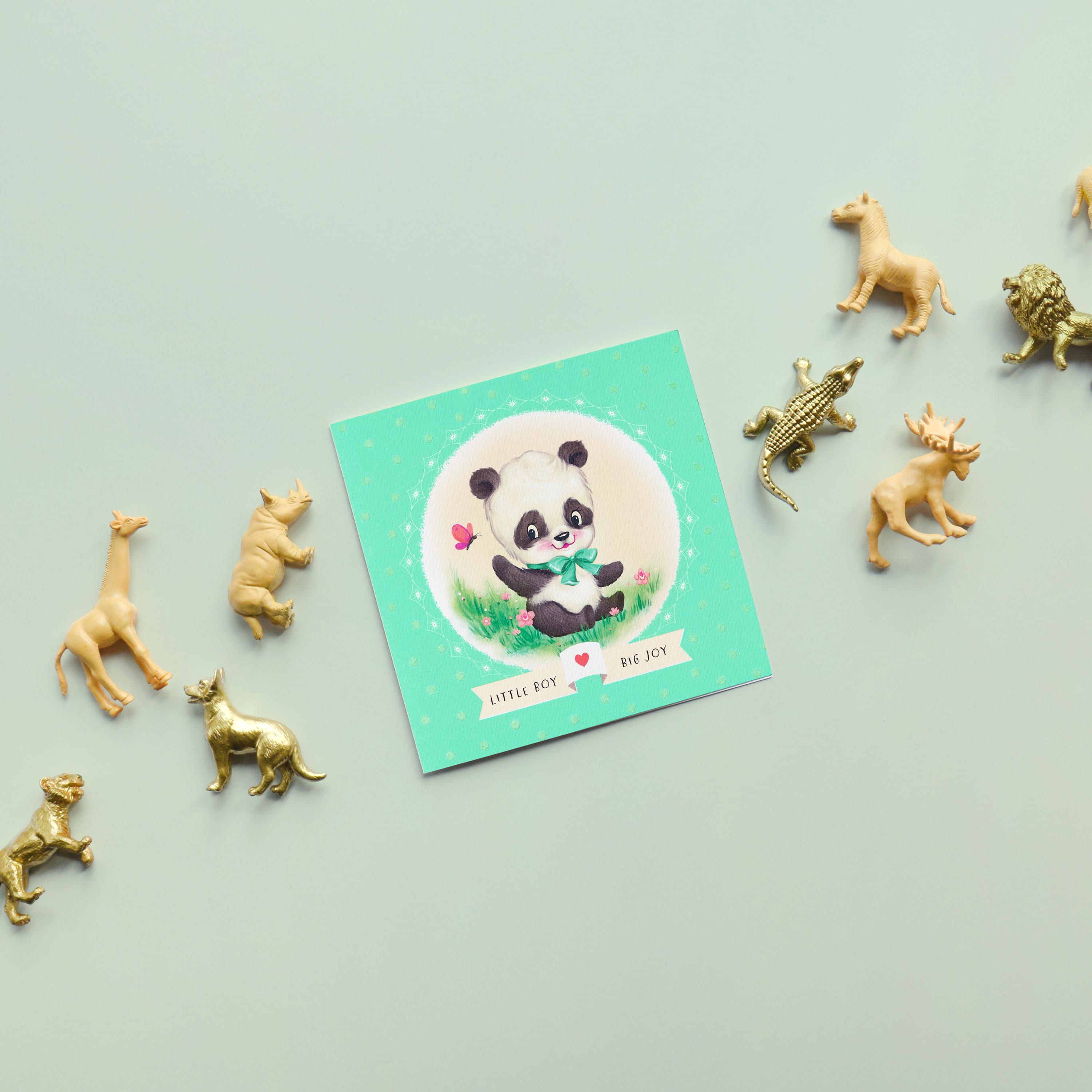 Panda New Baby Boy Congratulations Greeting Card image