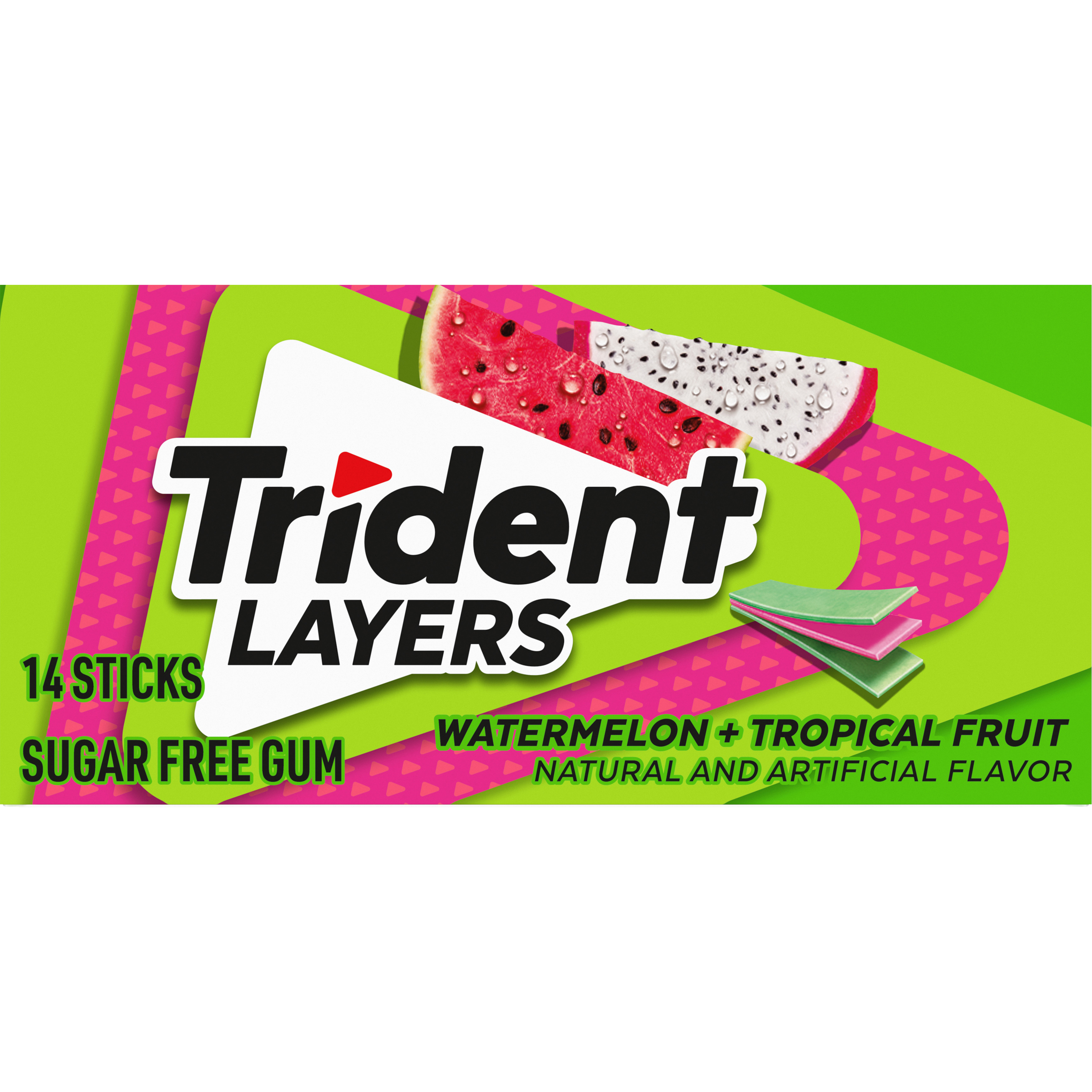 Trident Layers Watermelon & Tropical Fruit Sugar Free Gum, 12 Packs of 14 Pieces (168 Total Pieces)-3