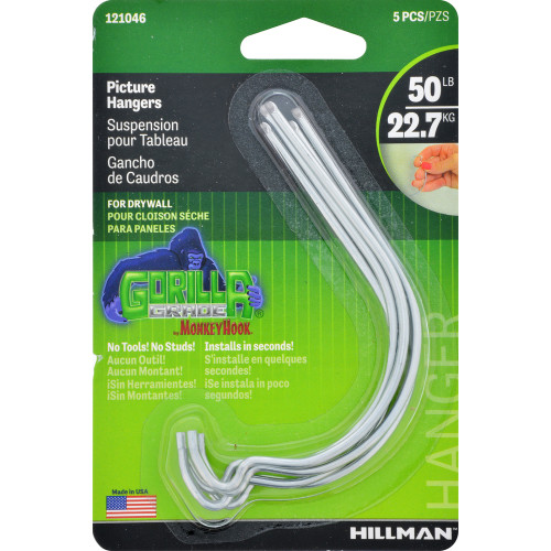Hillman Monkey Hook Gorilla Hook Picture Hangers 50lb 5 Pack