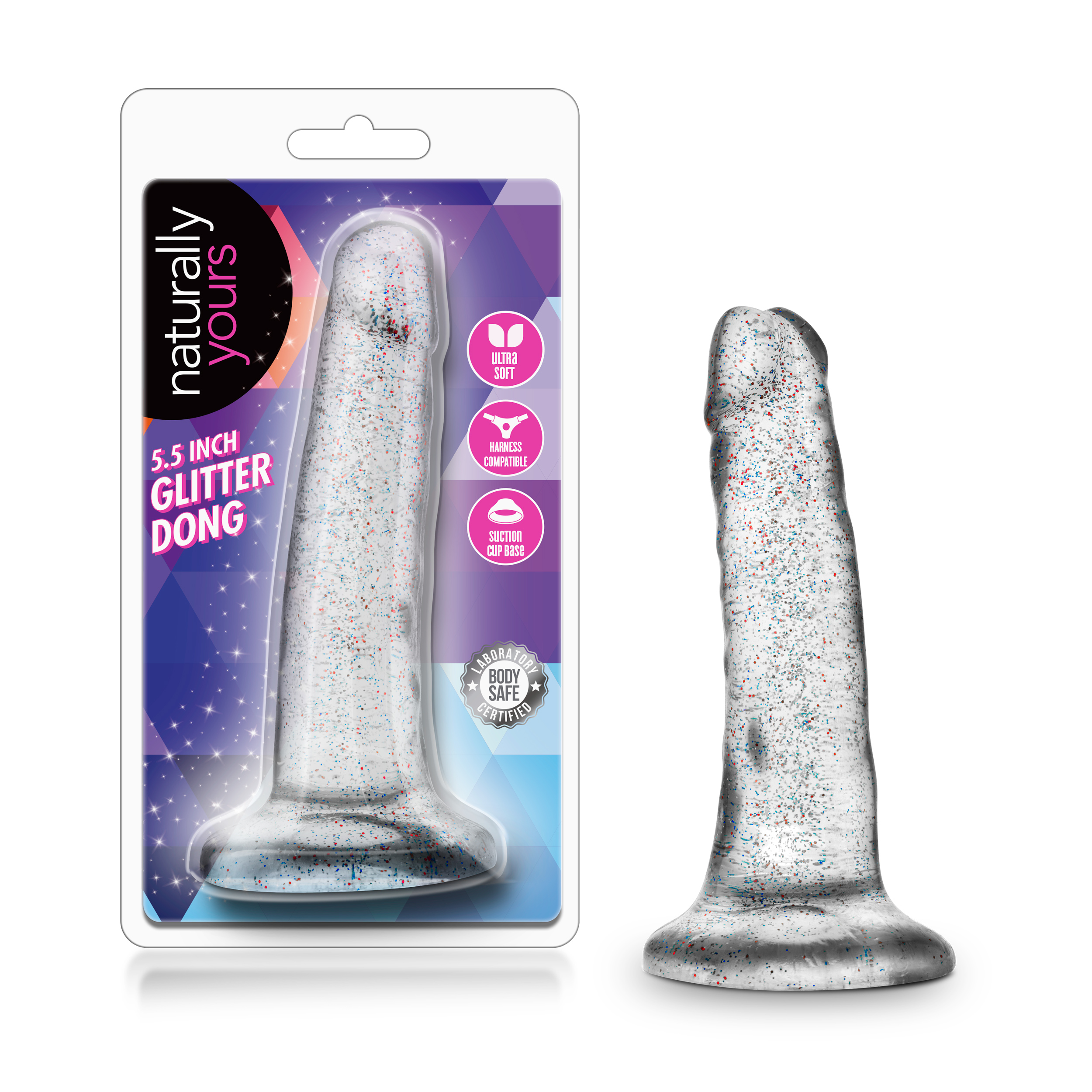 Blush Naturally Yours Realistic Sparkling Clear 5.5-Inch Long Dildo With Suction Cup Base