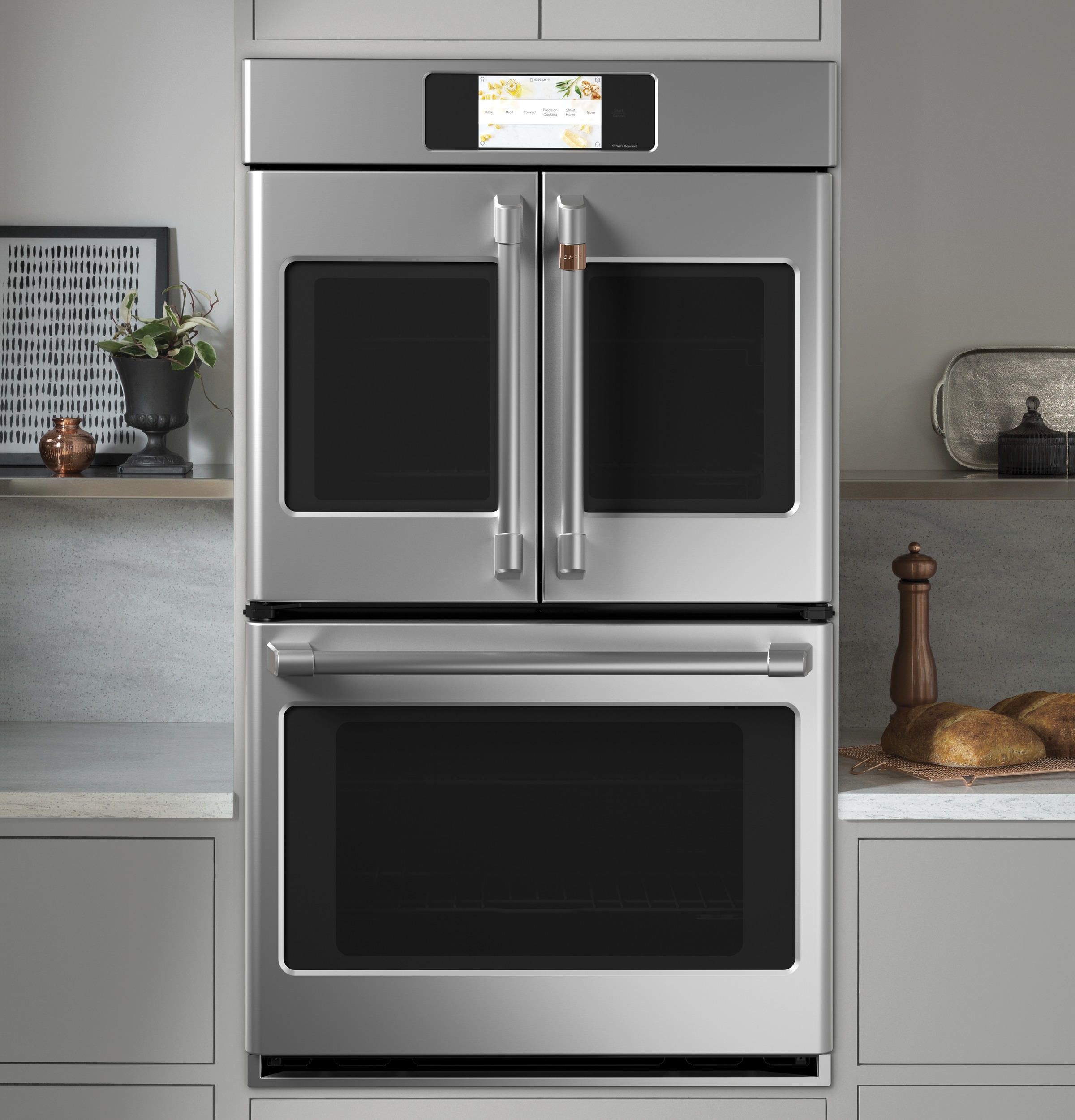 30" Width Dbl Elec French-Dr Slf & Stm Cln Conv (Both) 7" Full-Clr Tch LCD Scrn 4x Roller Rck, Meat Prb Prec Ckg, Hot-Air Fry — Connectable via built-in WiFi — Est Drop Date = JUN-26 view 5