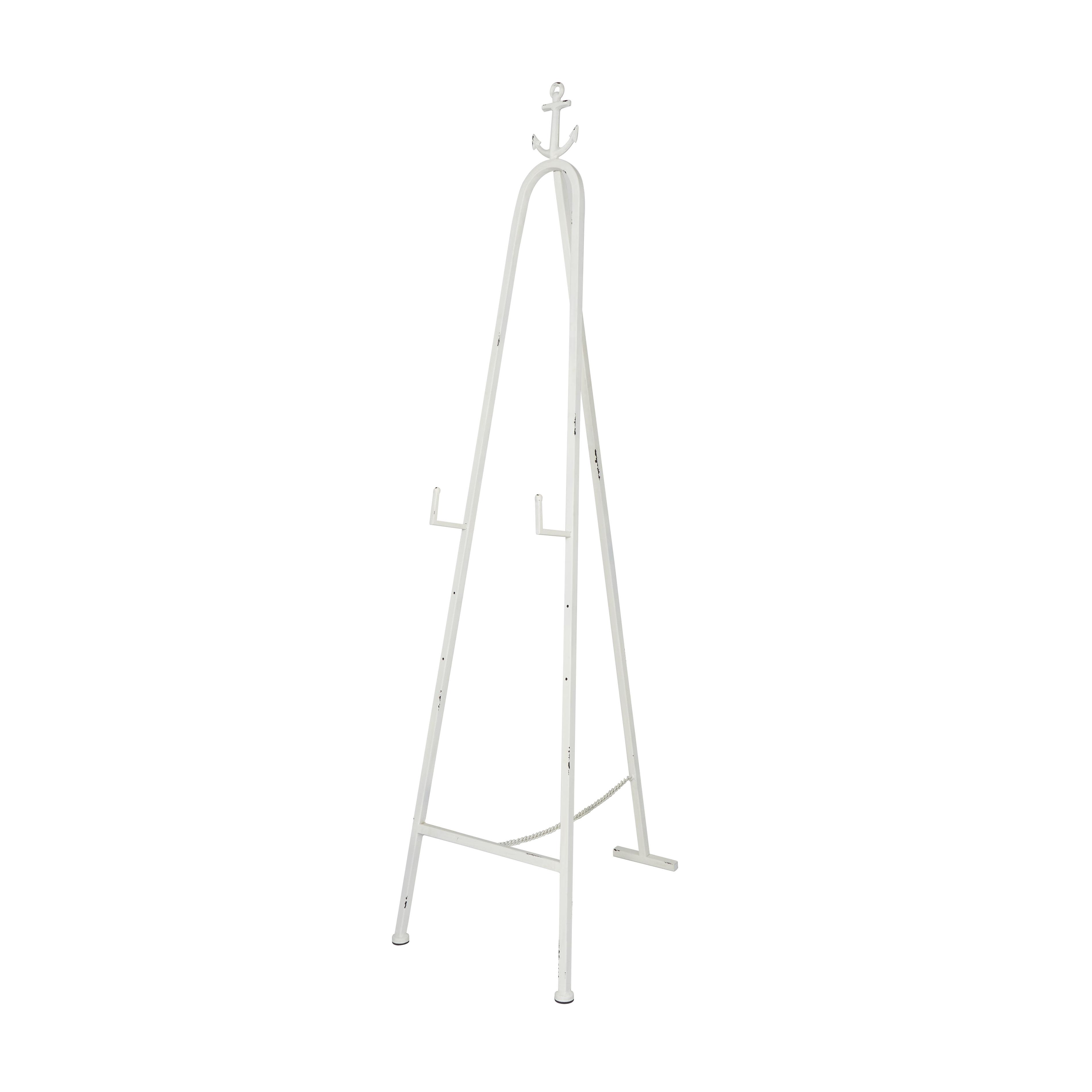 White Metal Anchor Adjustable 3 Tier Display Easel with Foldable Stand and Chain Support, 19" x 25" x 68"