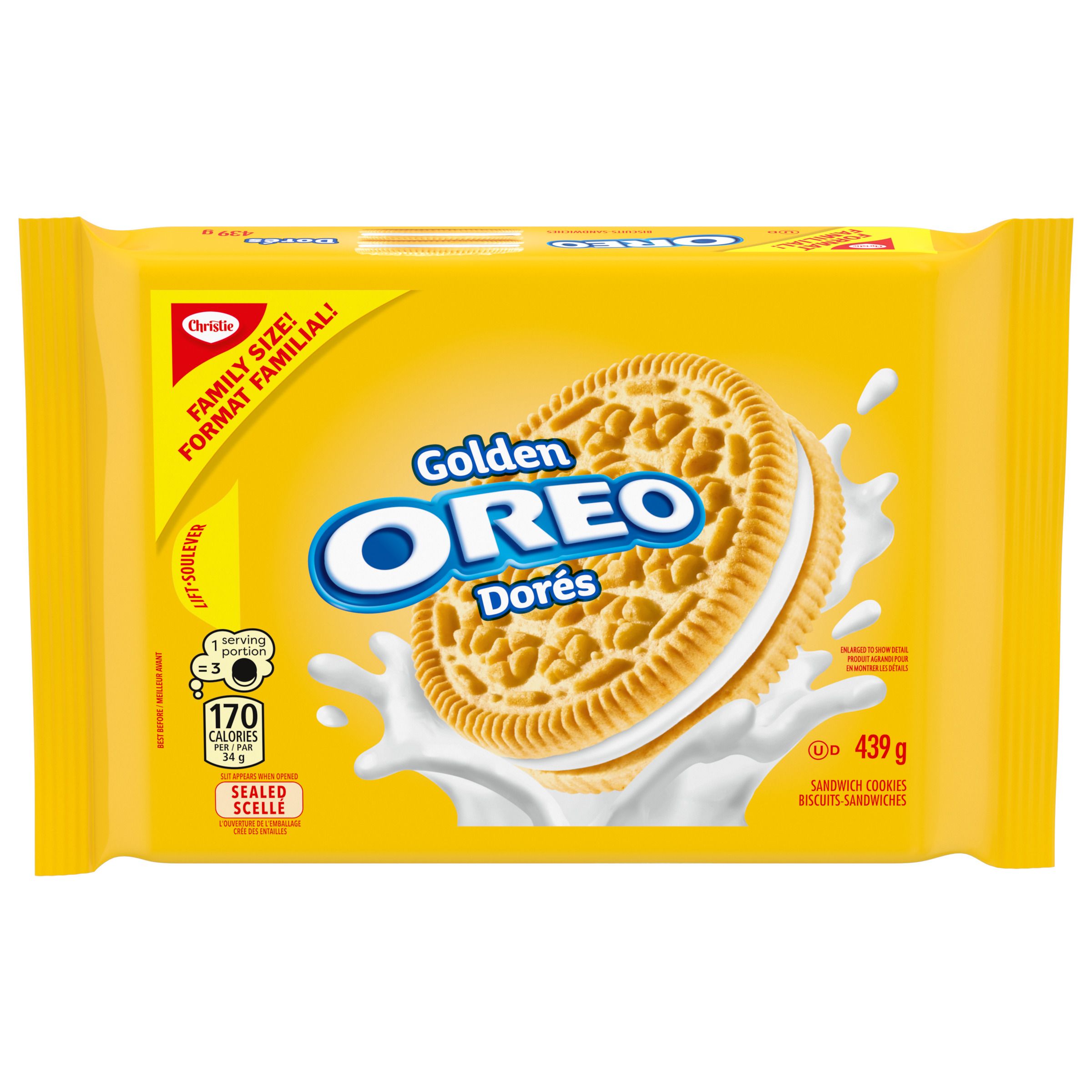 OREO Golden Sandwich Cookies, 1 Family Size Resealable Pack (439g)-0