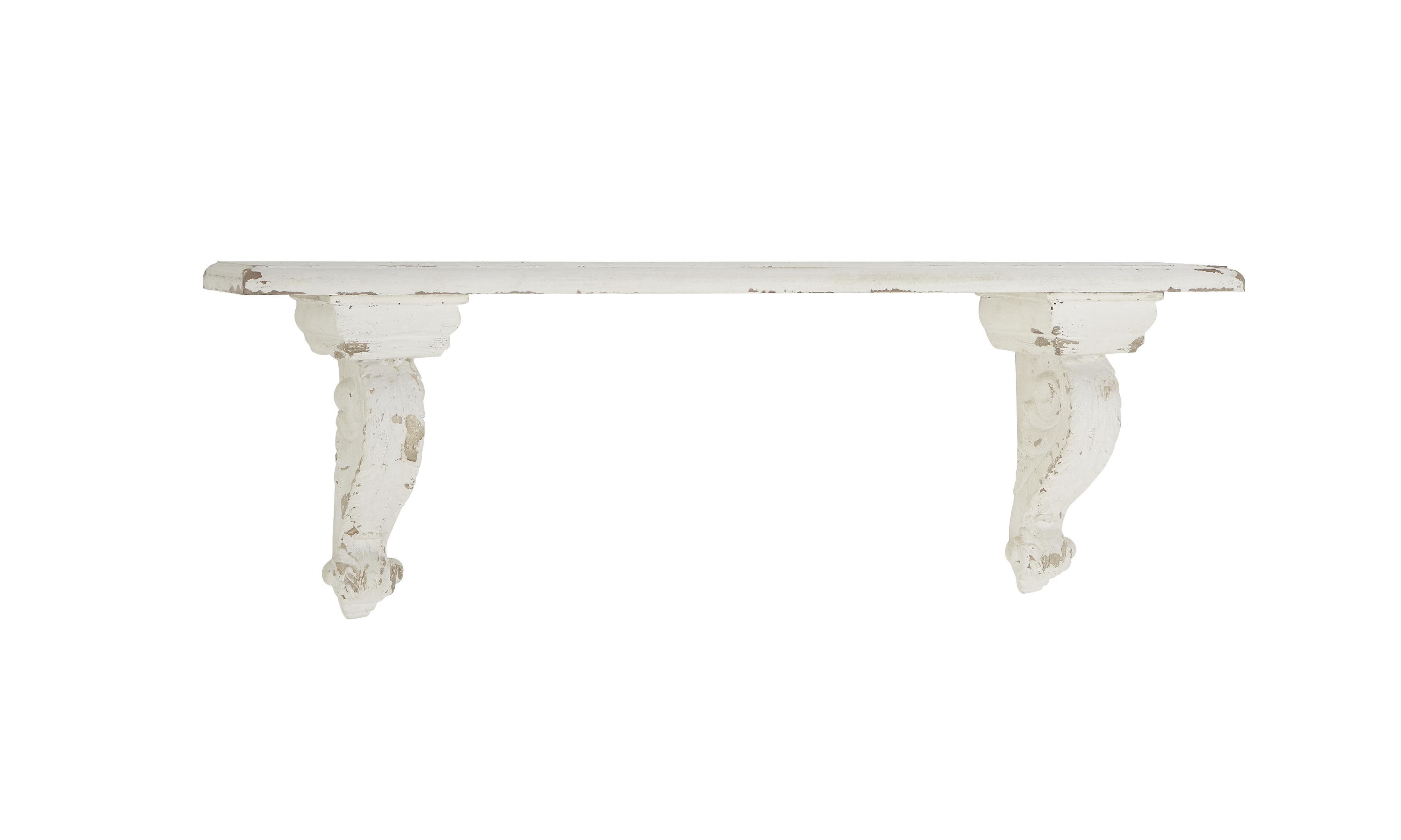 White Wood  Wall Shelf, 40" x 13" x 7"