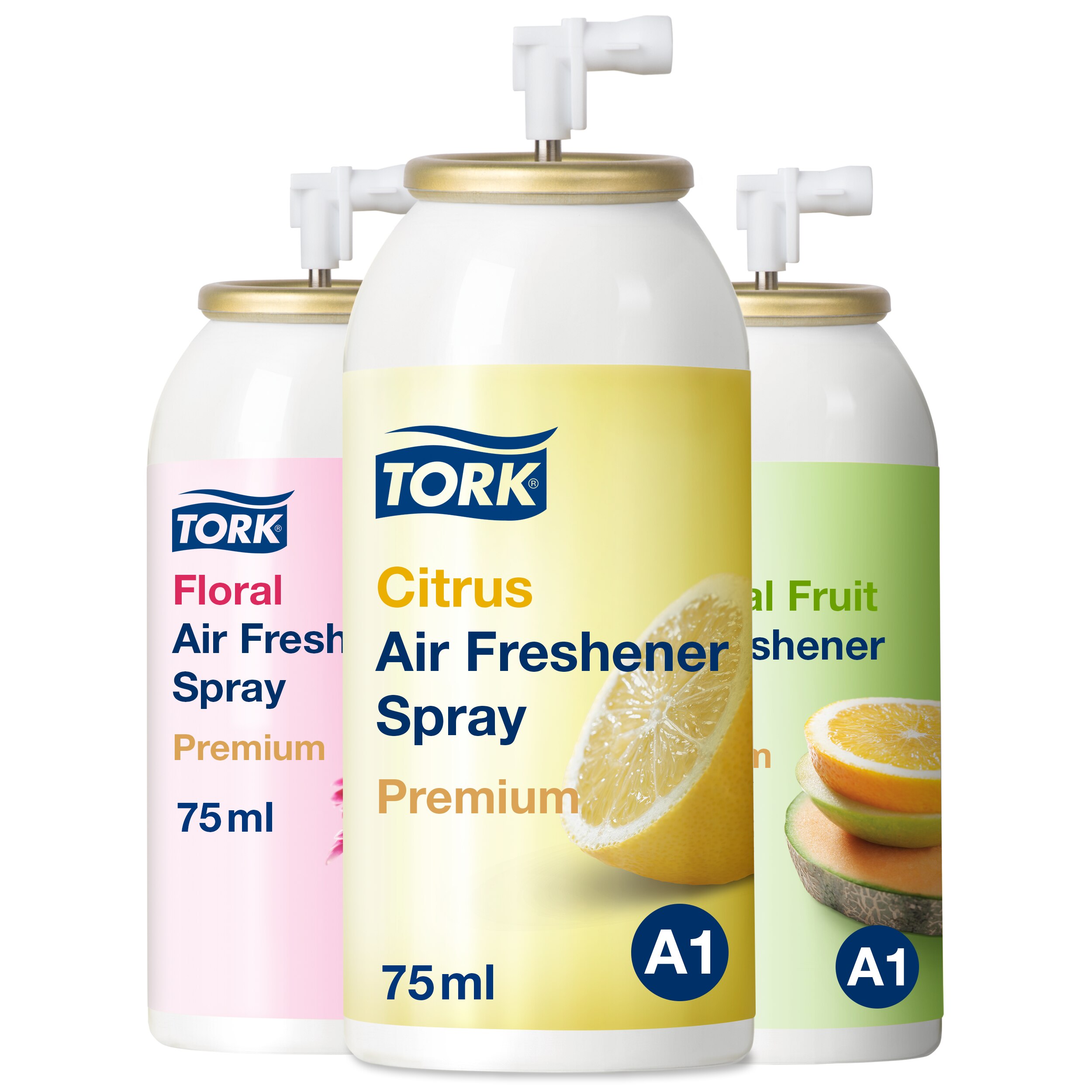 Duftspray, Citrus - Tropisk frugt - Blomster, Refill, 75 ml, 12 stk, Tork Premium A1