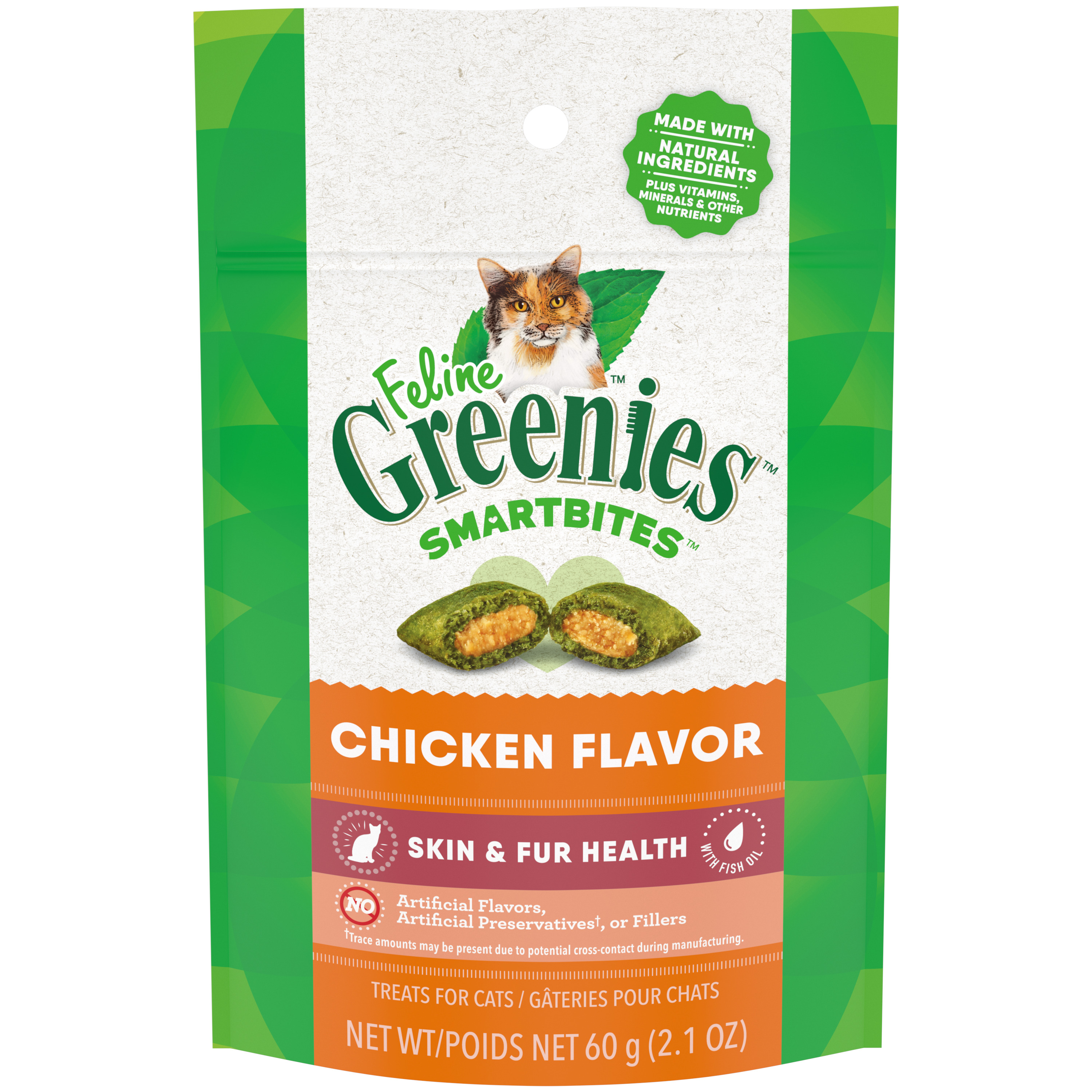 2.1 oz. Greenies Feline Small Bites Chicken Skin & Fur Health - Health/First Aid