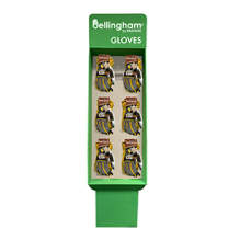 Bellingham FS6-C7780 Performance Goatskin Palm Gloves 6 Peg Free Standing Corrugated Display, 36 Pairs