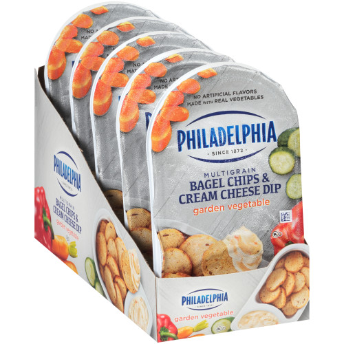  PHILADELPHIA Bagel Chips & Garden Vegetable Cream Cheese Dip, 2.5 oz. Tray (Pack of 10) 