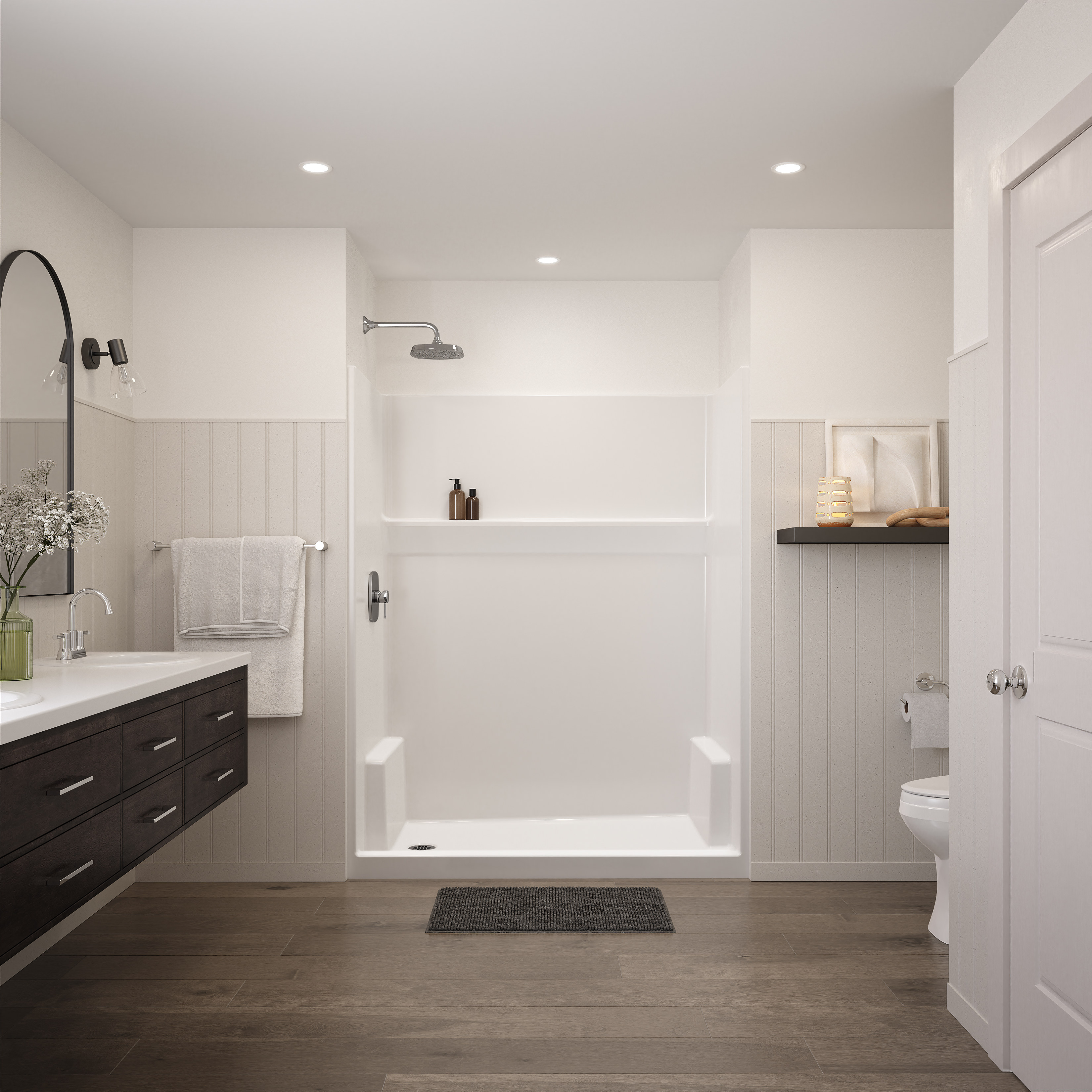 Icon SH6030 AFR AcrylX™ Alcove Left Hand Drain One-Piece Shower in White view 4