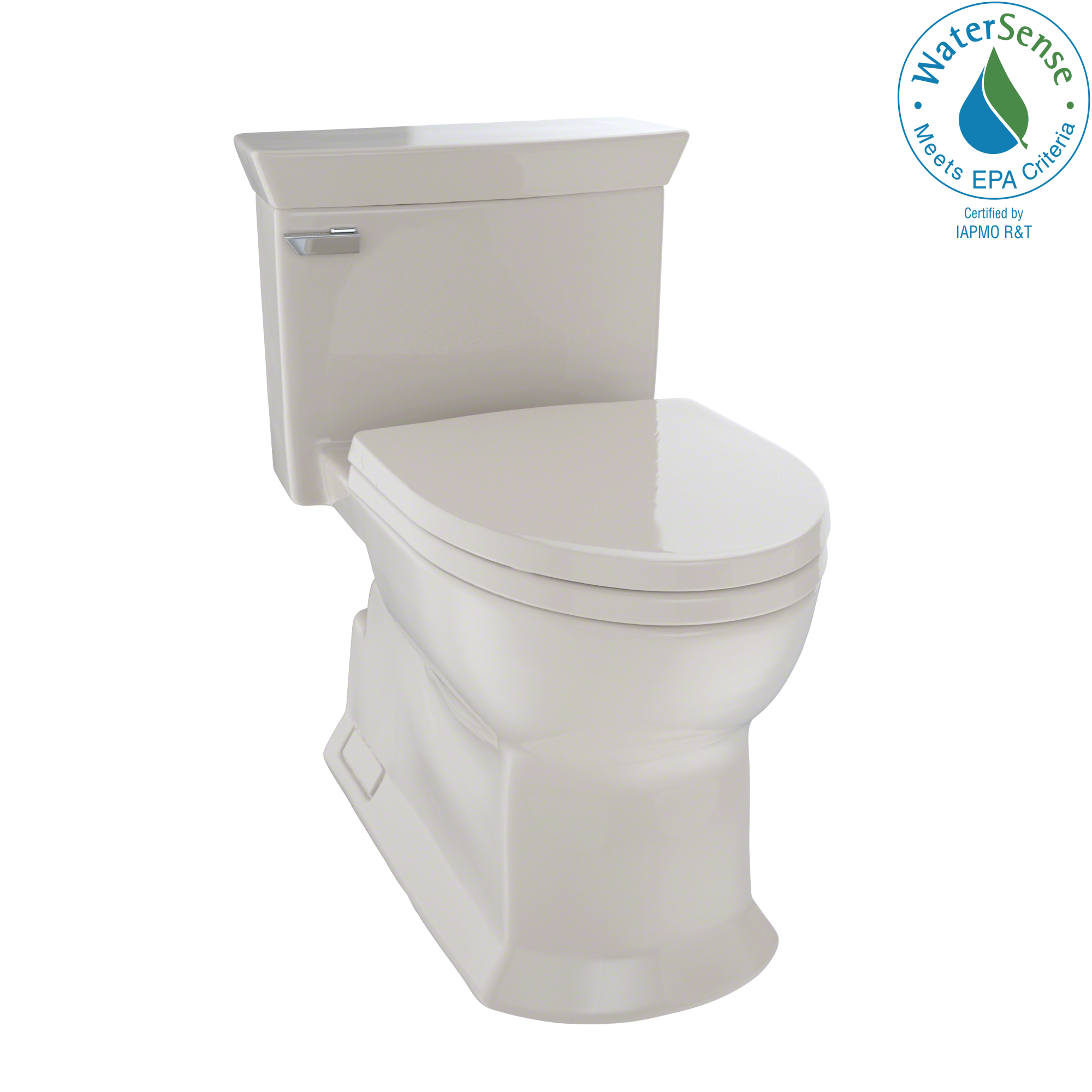 TOTO Eco Soire One Piece Elongated 1.28 GPF Universal Height Skirted Toilet with CEFIONTECT, Bone, Vitreous China, MS964214CEFG#03