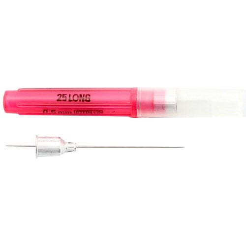 Monoject™ Dental Needle, 25 G Long (1-3/8"), Metal Hub, Red - 100/Box