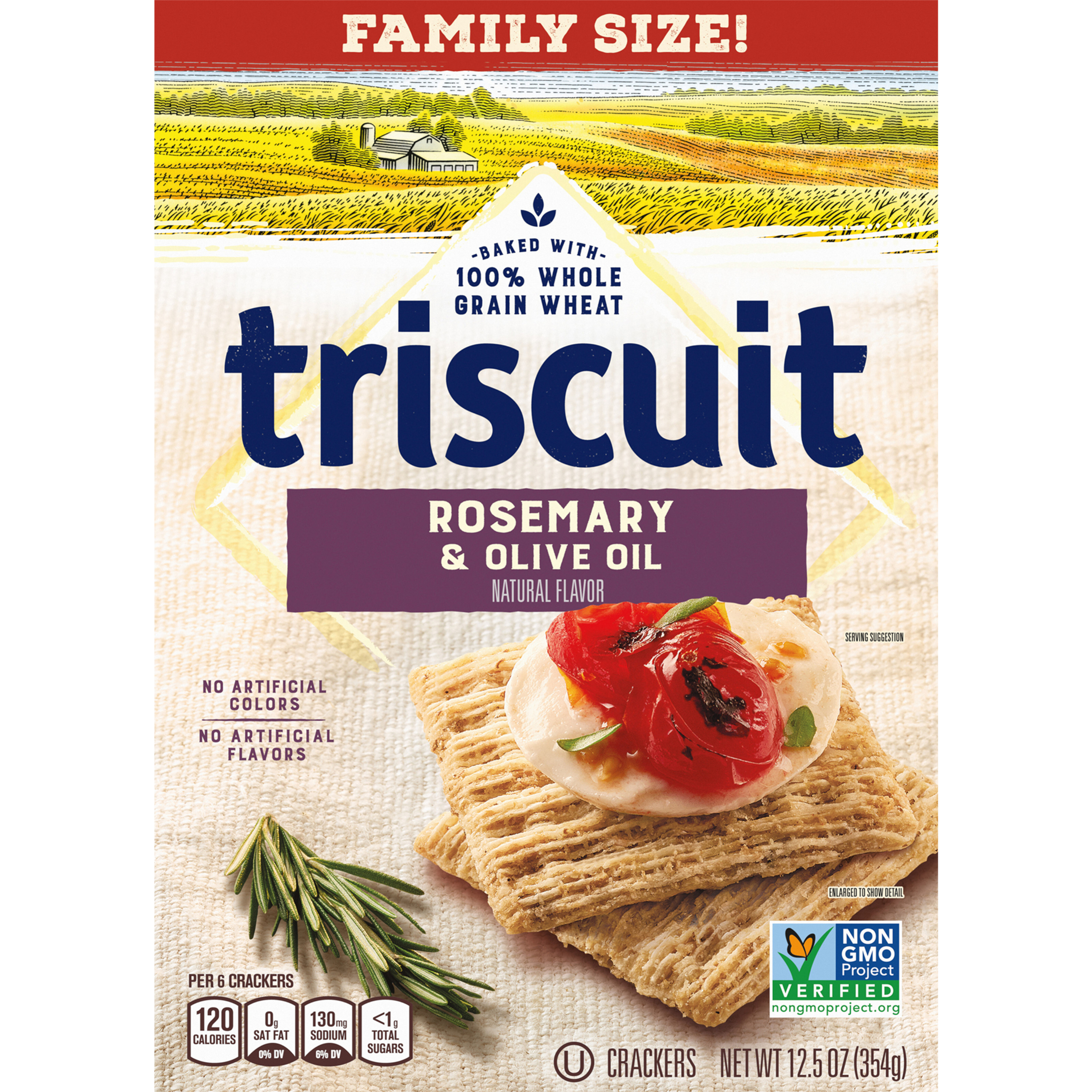 Triscuit Rosemary & Olive Oil Whole Grain Wheat Crackers, Family Size, 12.5 oz-thumbnail-2