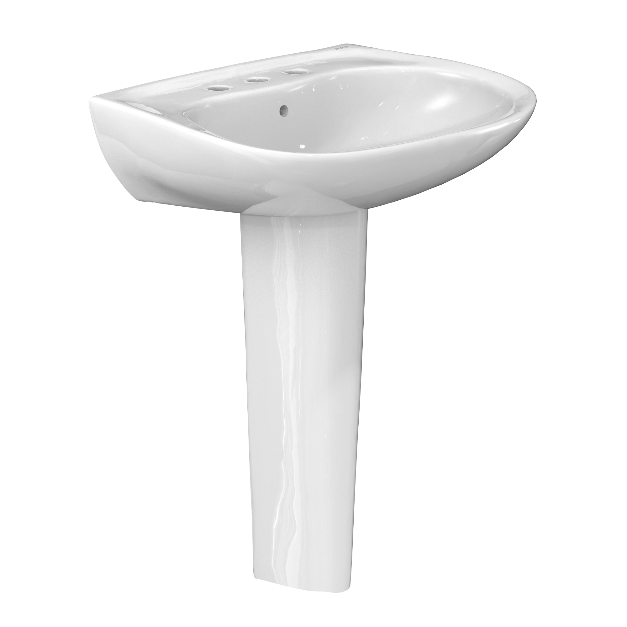 TOTO Prominence Oval Basin Pedestal Bathroom Sink with CEFIONTECT for 8 inch Center Faucets, Cotton White, Vitreous China, LPT242.8G#01