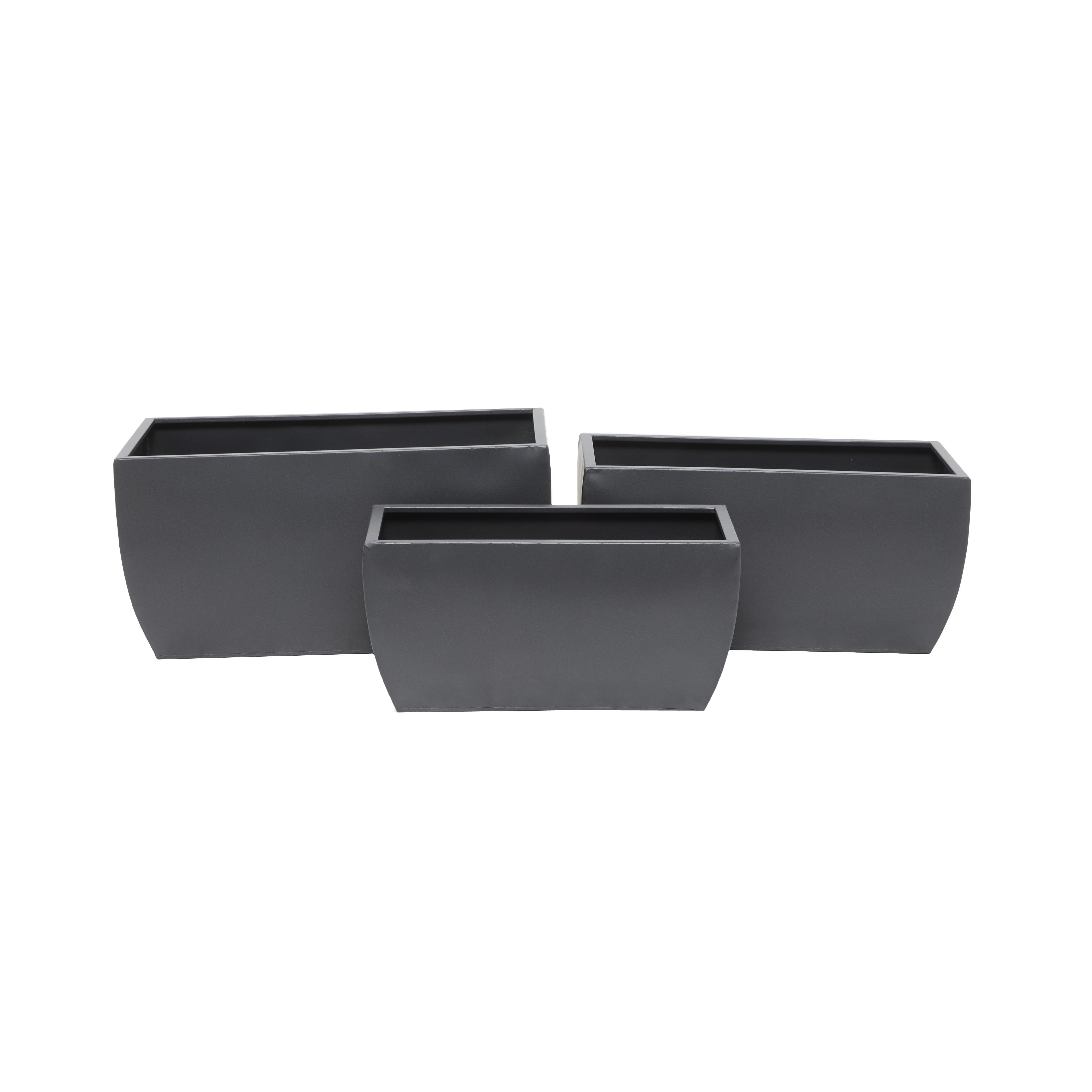 CosmoLiving by Cosmopolitan Gray Metal  Indoor Outdoor Planter, Set of 3 20", 18", 16"W