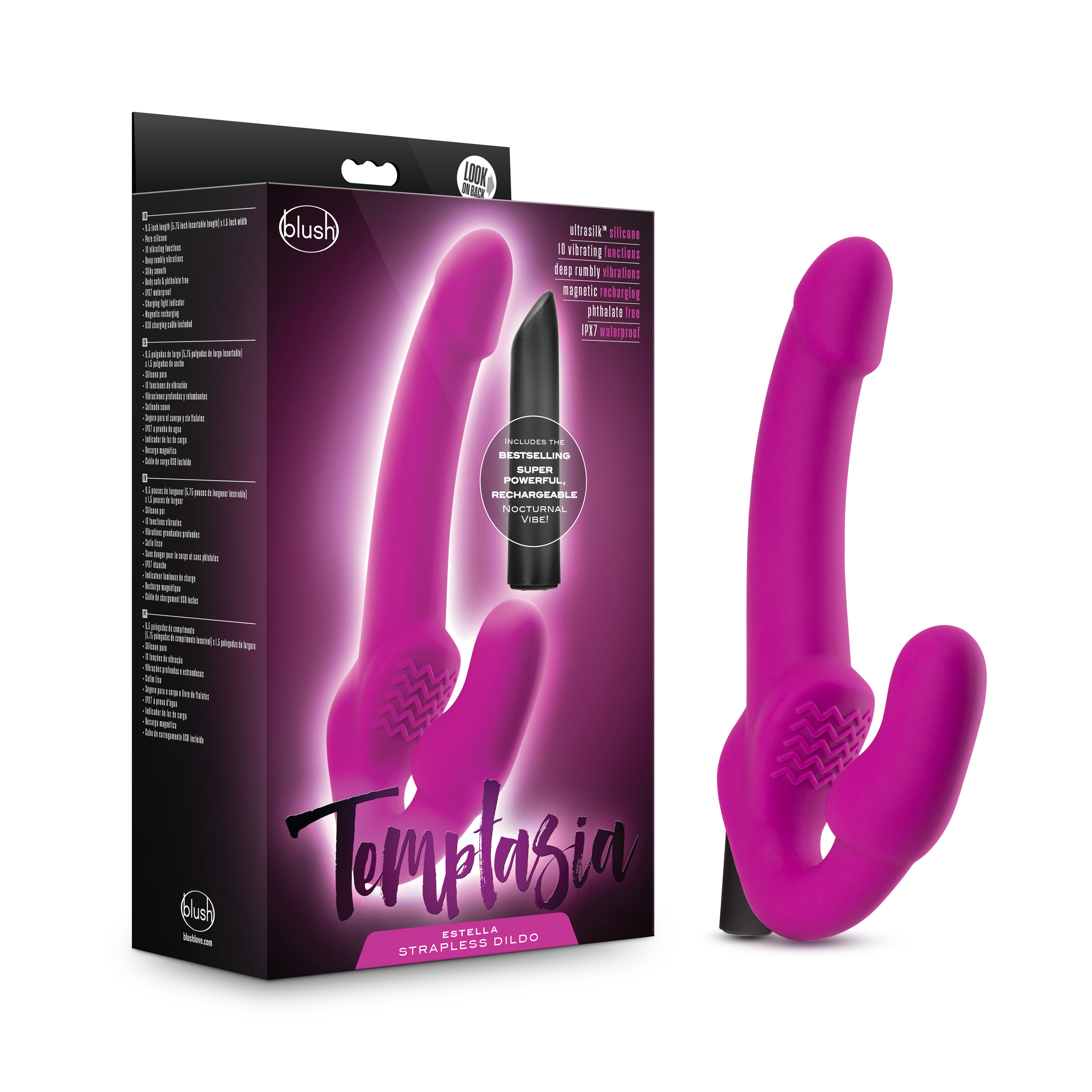 Blush Temptasia Estella G-Spot Pink 9.5-Inch Long Rechargeable Vibrating Dildo