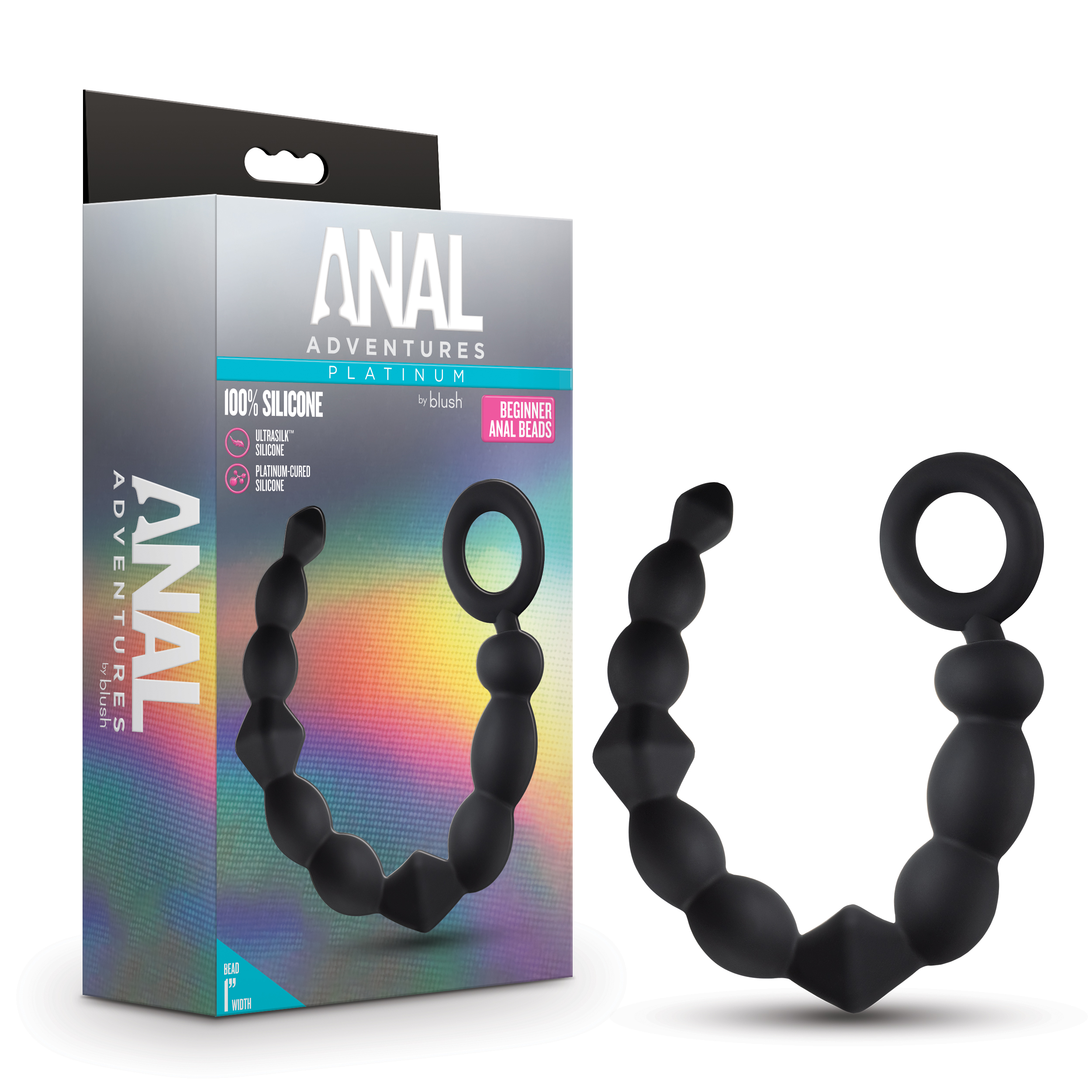 Blush Anal Adventures Platinum Beginner Black 9.75-Inch Anal Beads