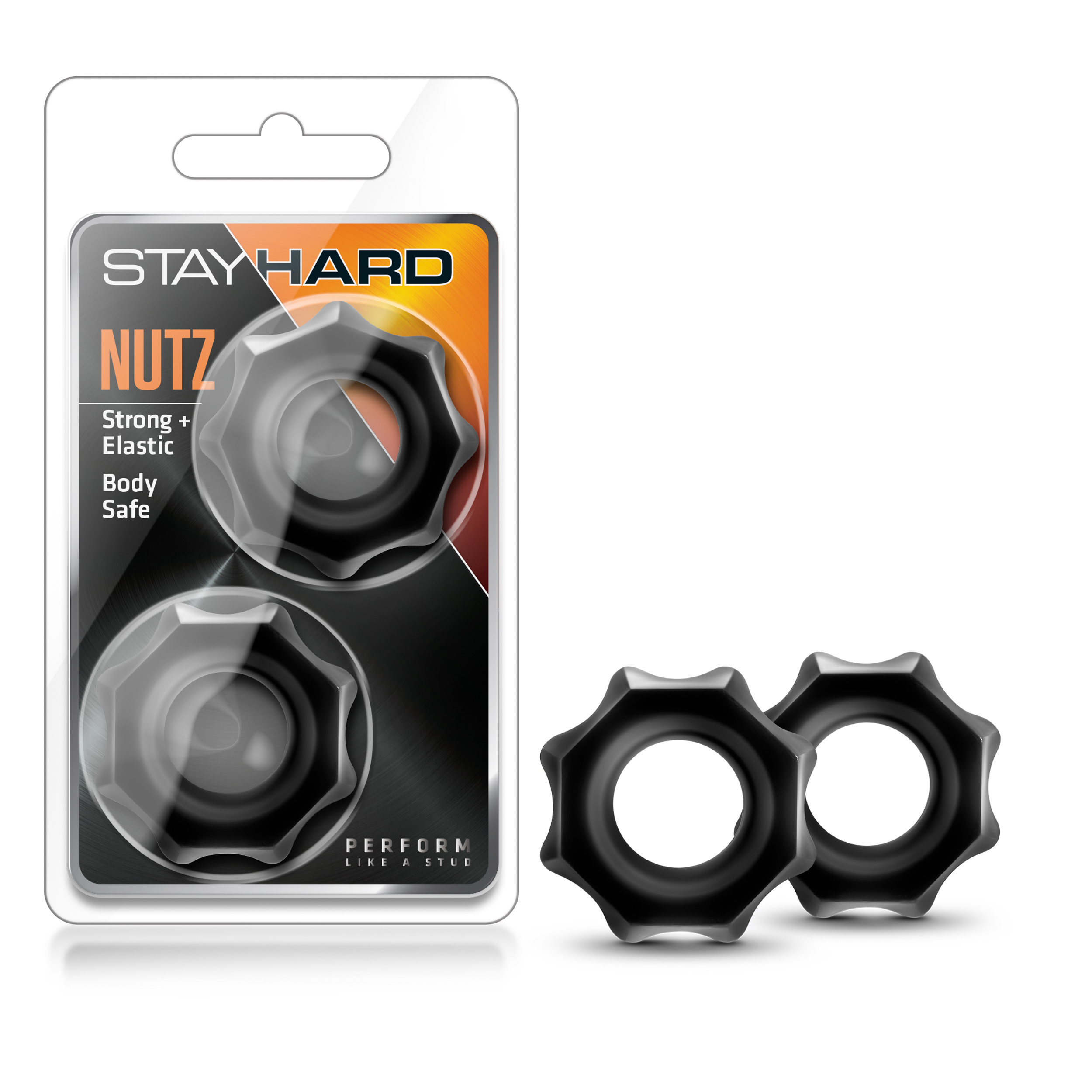 Blush Stay Hard / Nutz: Soft & Stretchy Black Penis Rings (2-Pack)