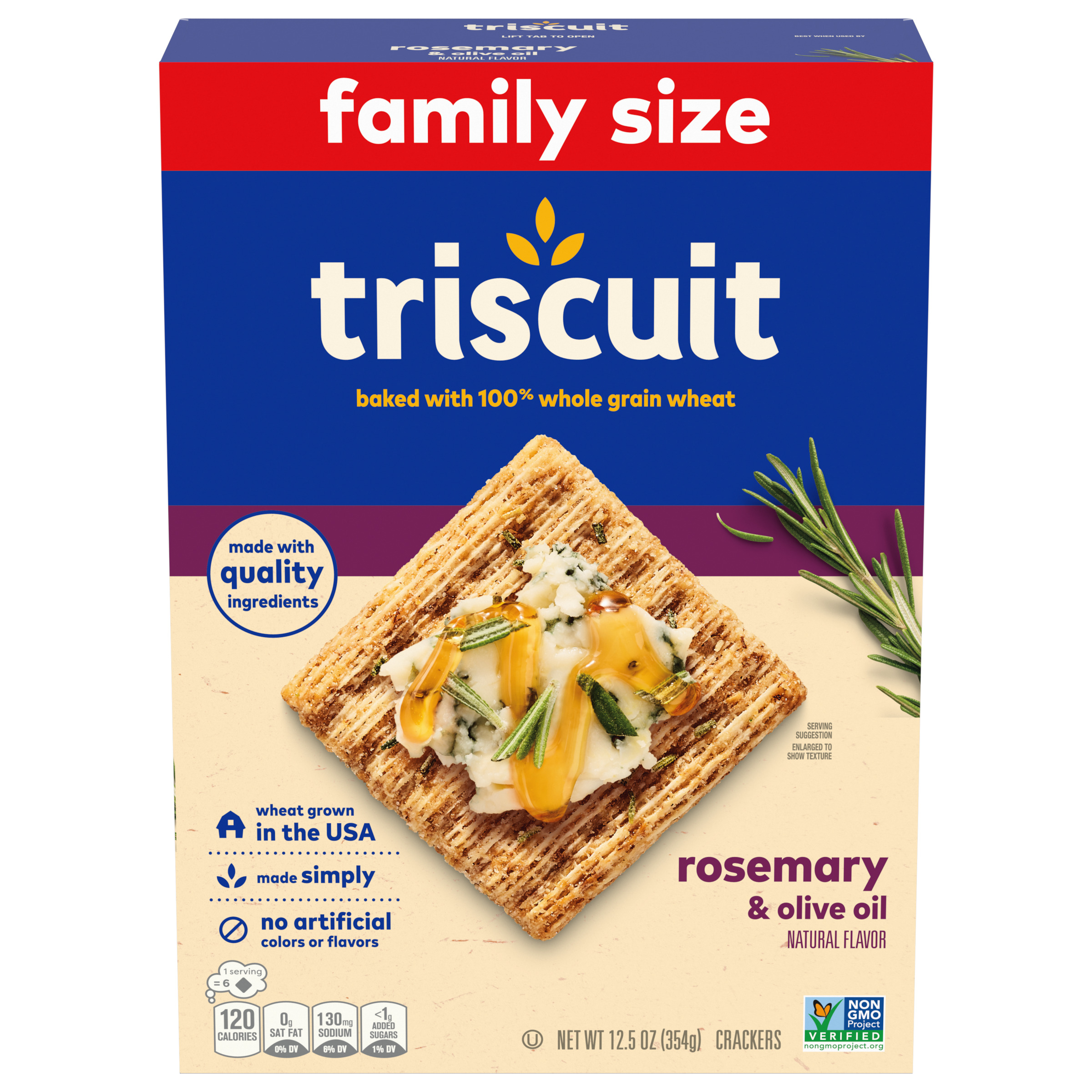 Triscuit Rosemary & Olive Oil Whole Grain Wheat Crackers, Family Size, 12.5 oz-1