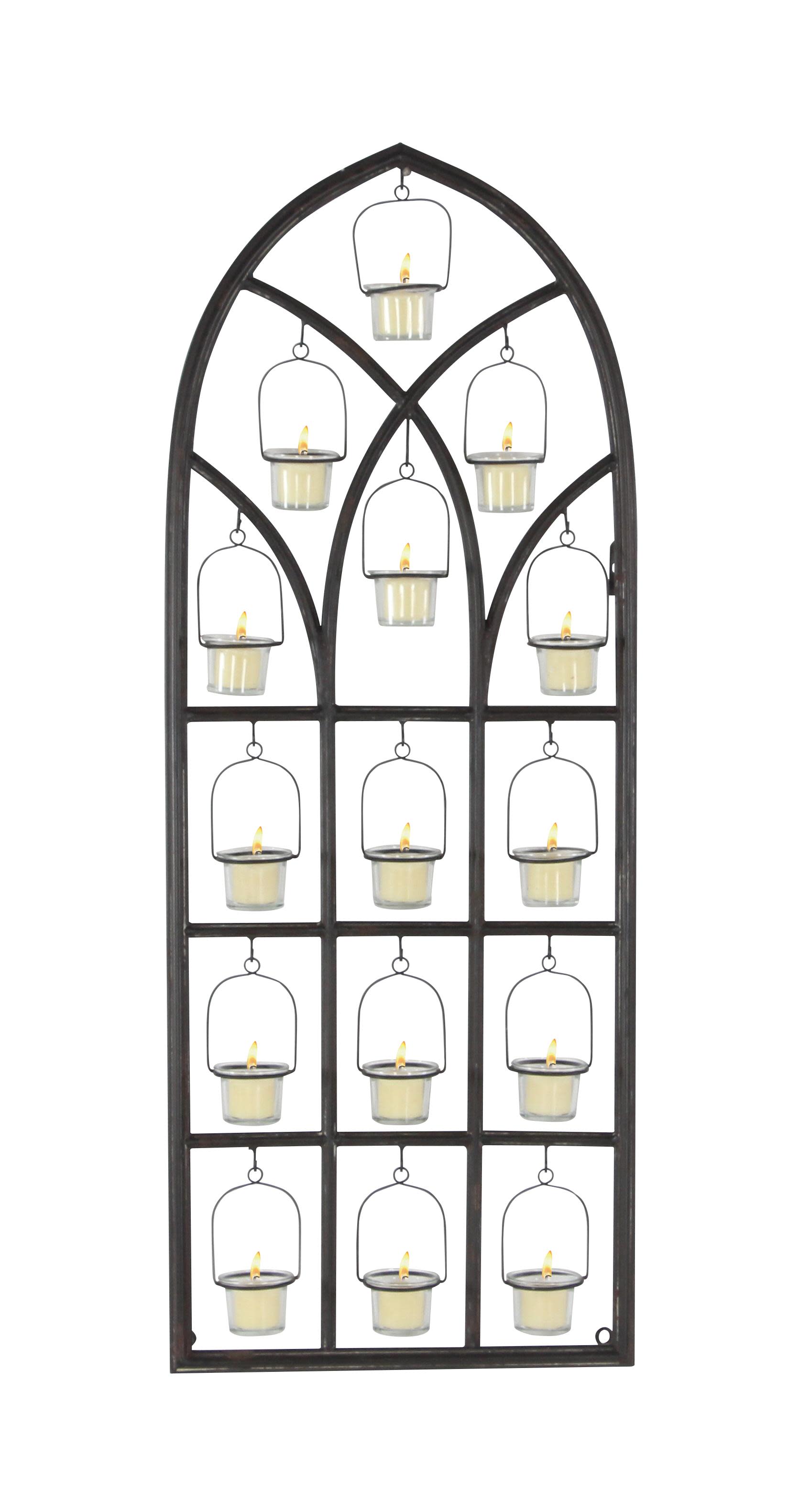 black metal  wall sconce, 16" x 3" x 39"