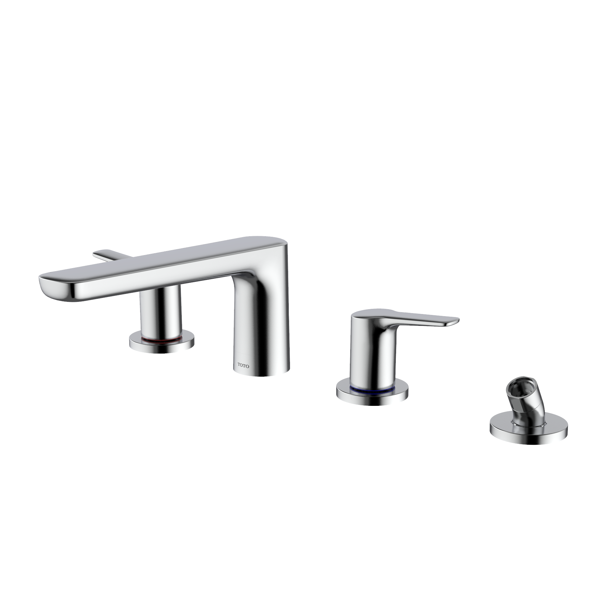 TOTO GS Four-hole Deck-Mount Roman Tub Filler Trim with Handshower, Polished Chrome, Brass, TBG03202U#CP