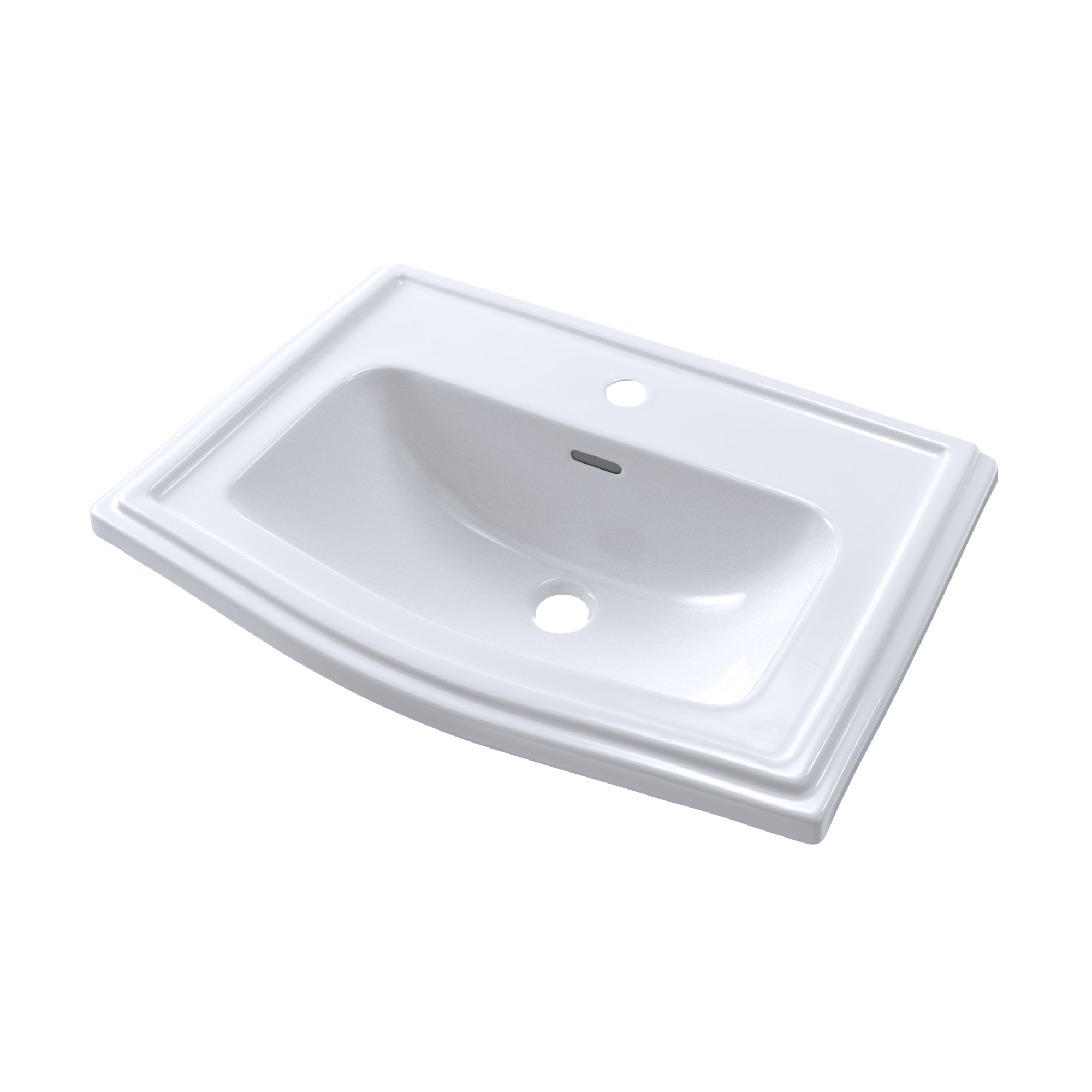 TOTO Clayton Rectangular Self-Rimming Drop-In Bathroom Sink for Single Hole Faucets, Cotton White, Vitreous China, LT781#01