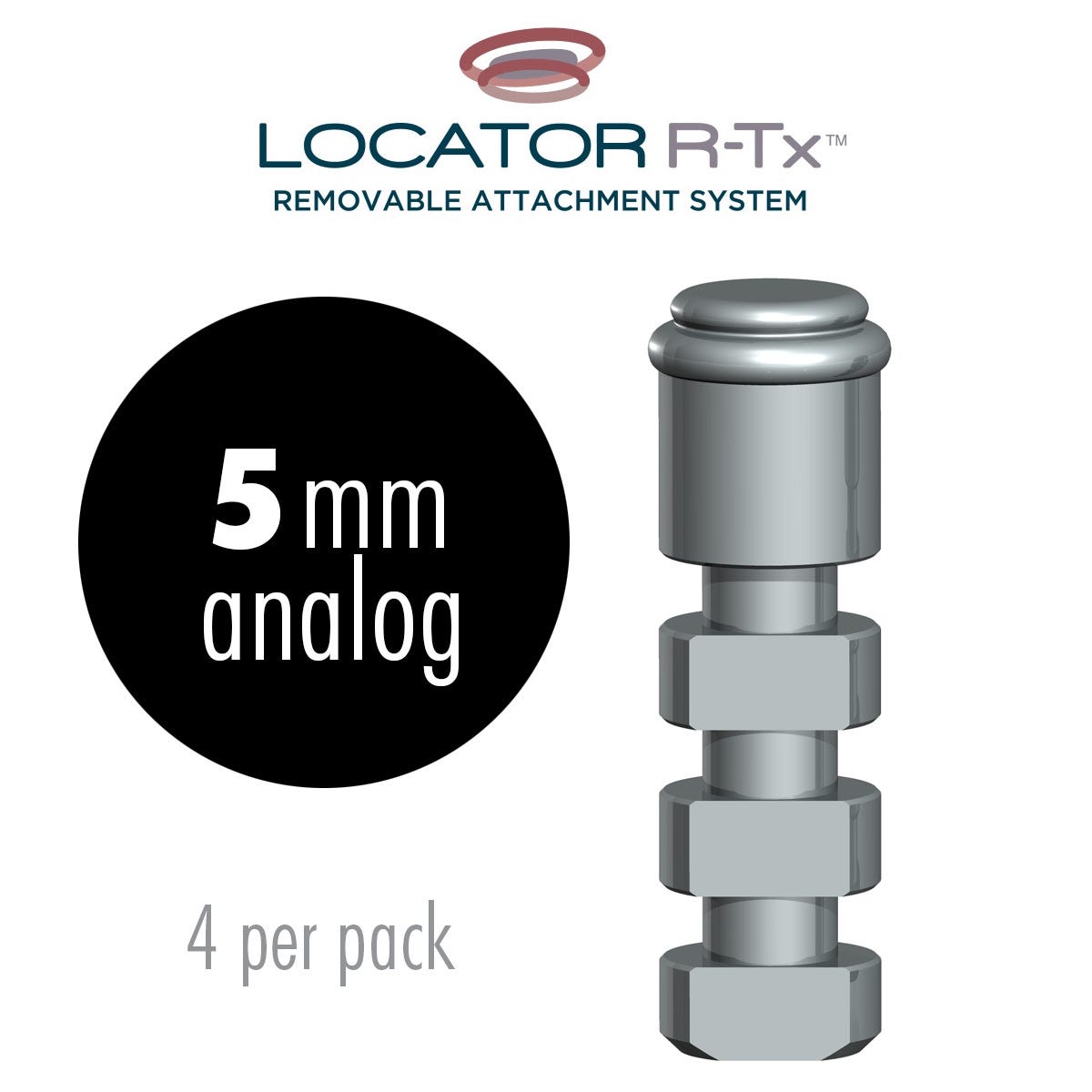 LOCATOR R-Tx, 5mm Abutment Analog 4/pkg