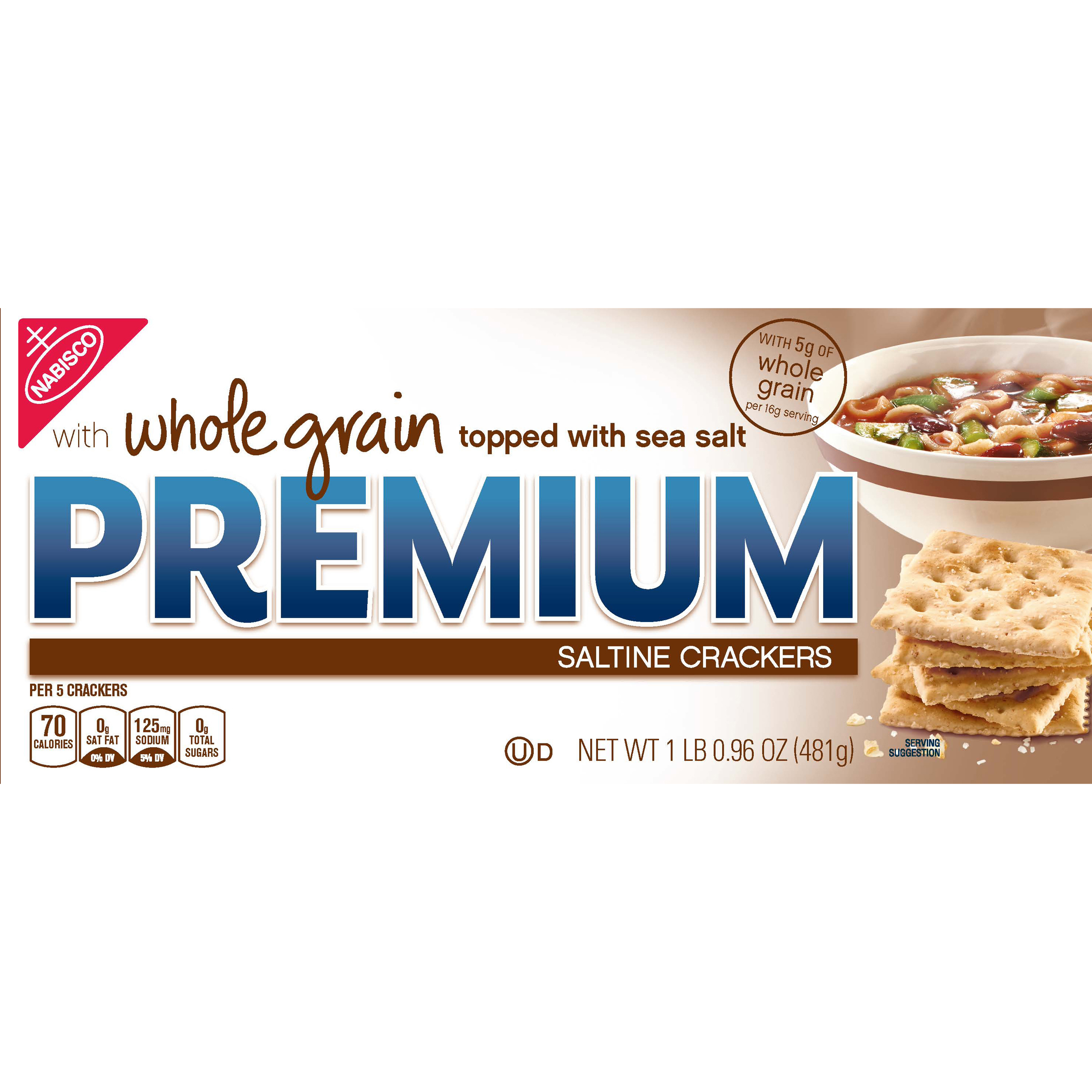 Premium Whole Grain Saltine Crackers, 1.06 lb-1