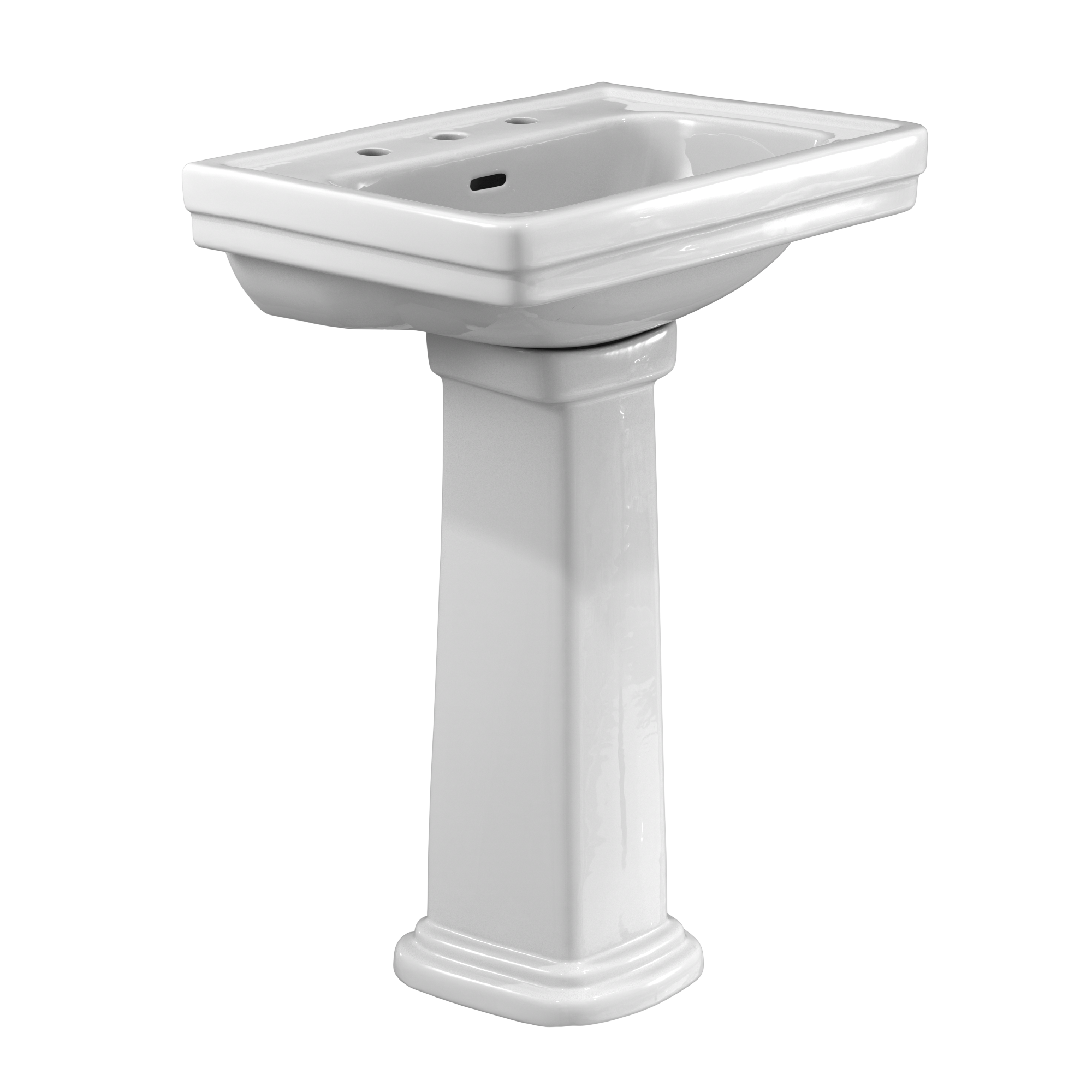 TOTO Promenade 24" x 19-1/4" Rectangular Pedestal Bathroom Sink for 8 inch Center Faucets, Cotton White, Vitreous China, LPT532.8N#01