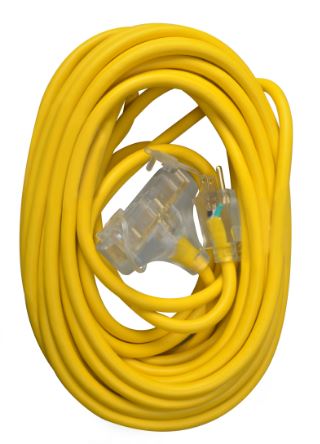 SW 4188SW8802 12/3 50' SJTW TRI-SOURCE EXTENSION YELLOW CORD W/LIGHTED END CS=12 Alt: 56-95-48-01