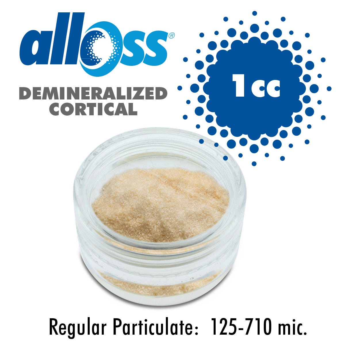 alloOss® Demineralized Cortical Particulate  125-710um (1.0cc)