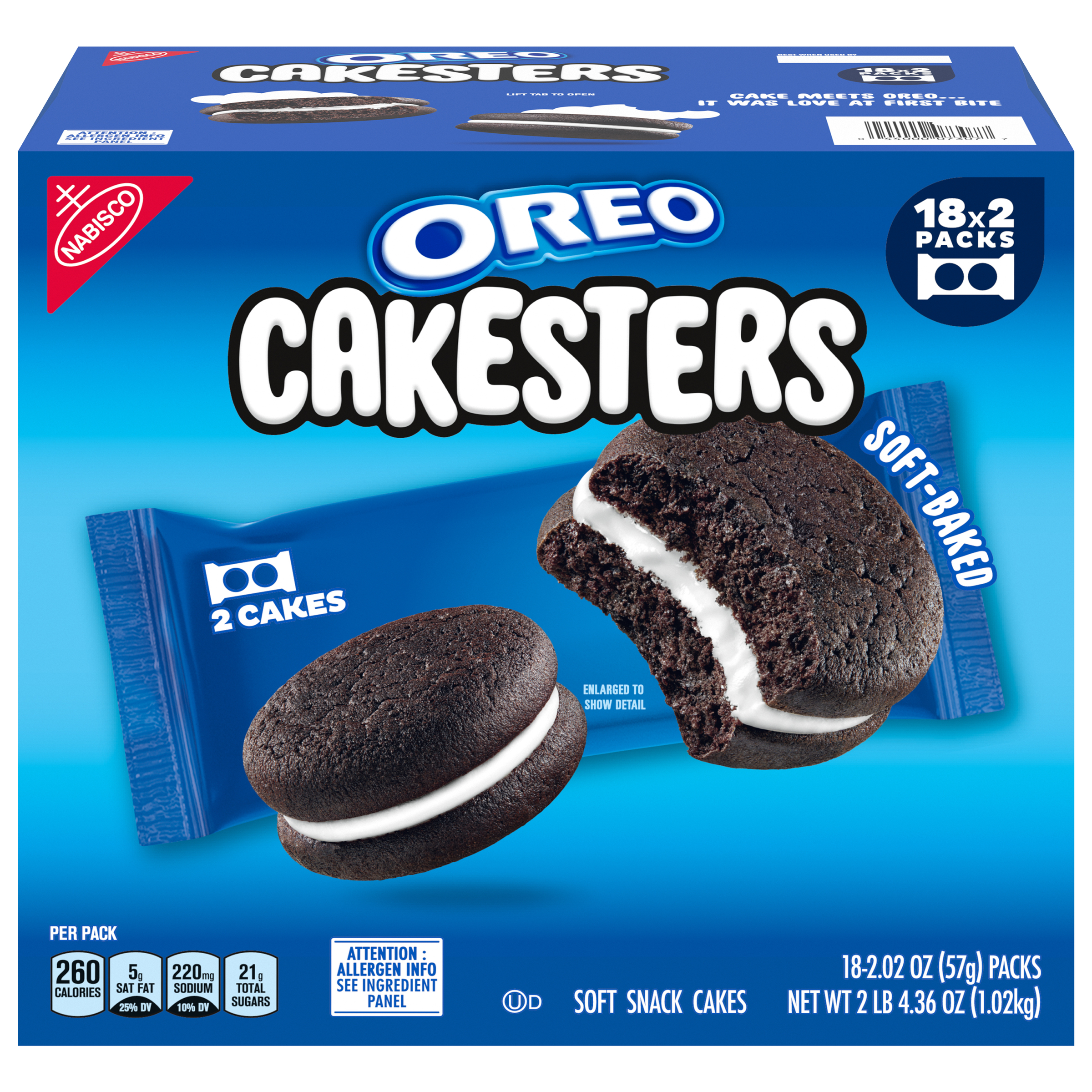 OREO Cakesters Soft Snack Cakes, 18 - 2.02 oz Snack Packs-thumbnail-0