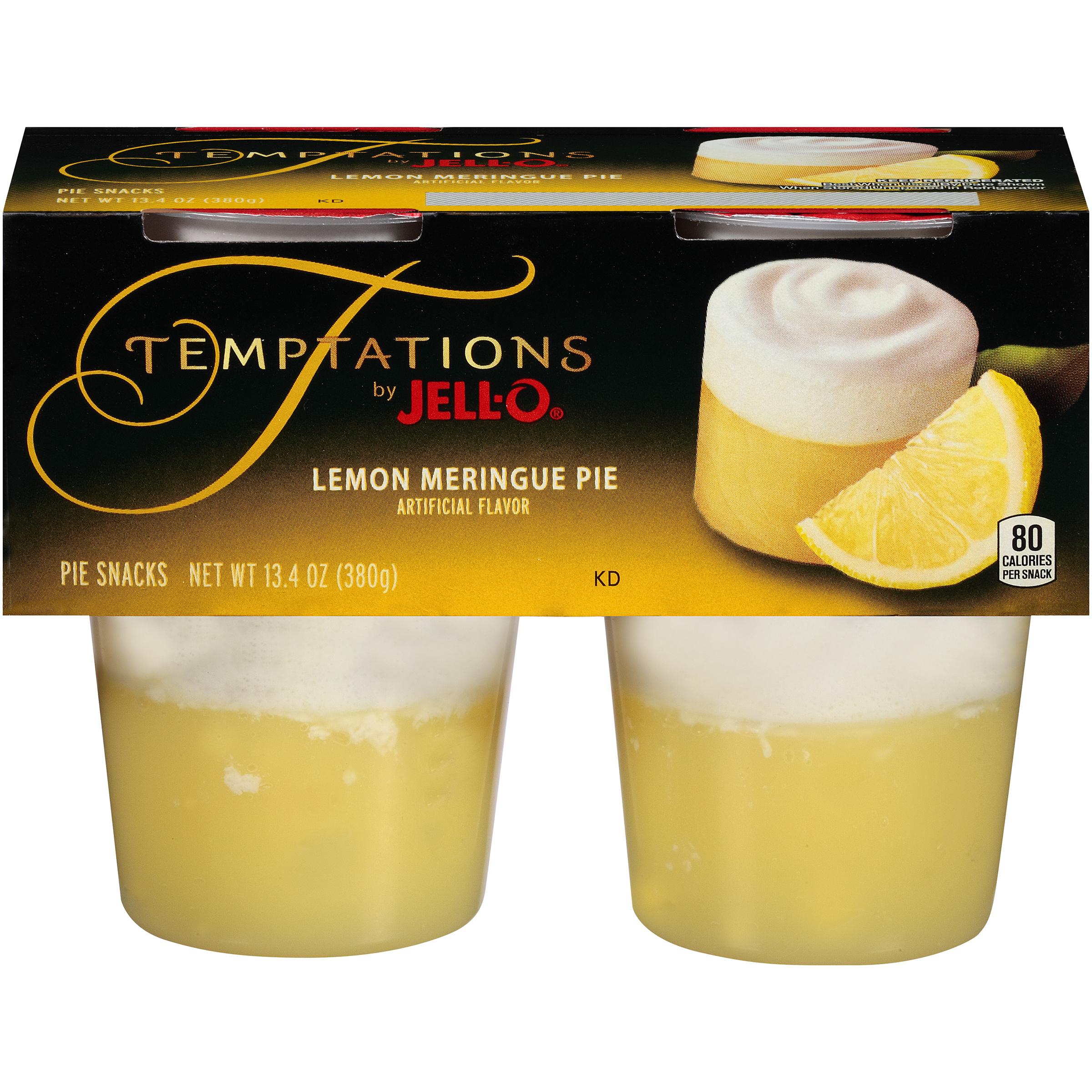 JellO Temptations Ready to Eat Lemon Meringue Pie Pudding Snack, 13.4 oz Sleeve (4 Cups