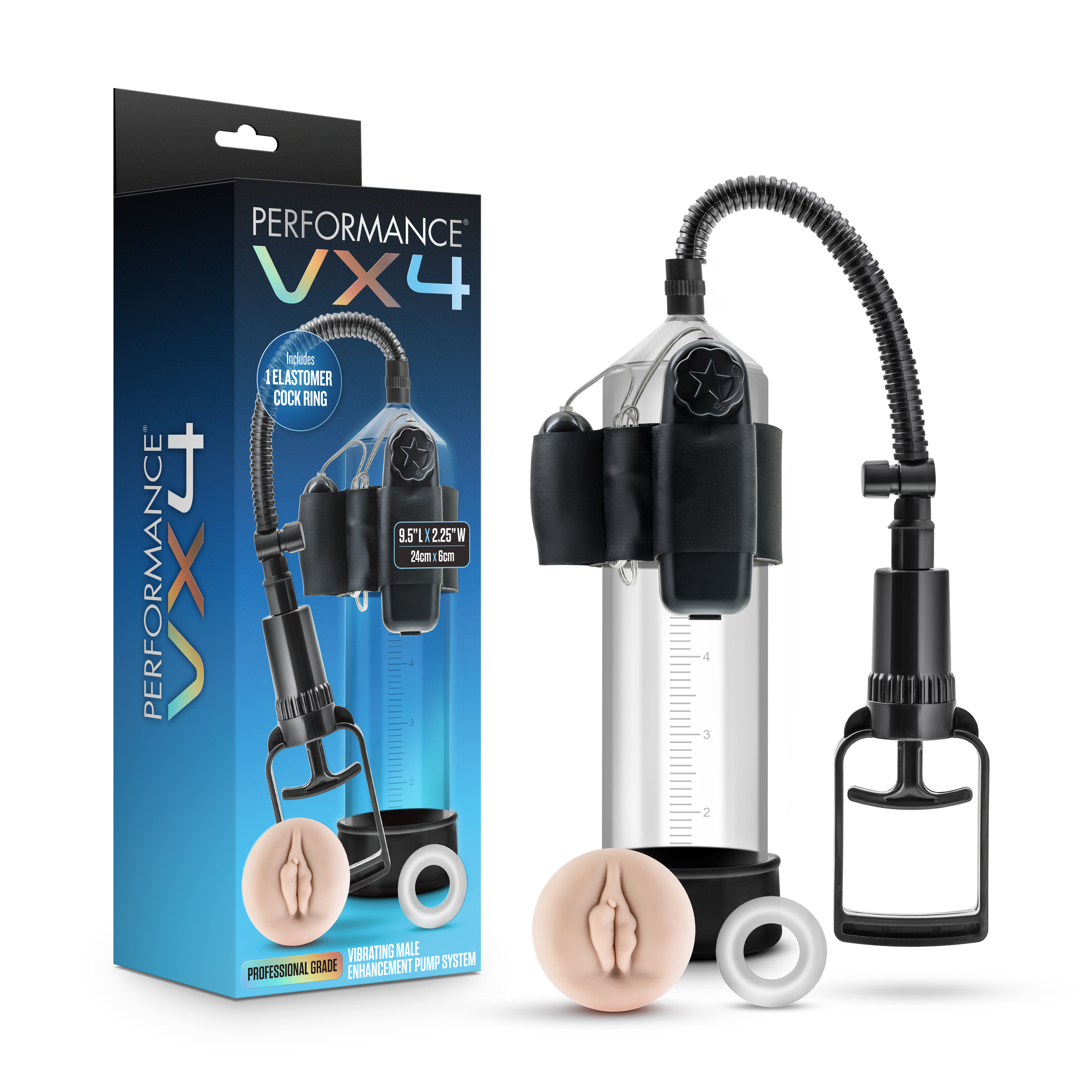 Blush Performance VX4 Male Enhancement Clear/Black Vibrating Pump