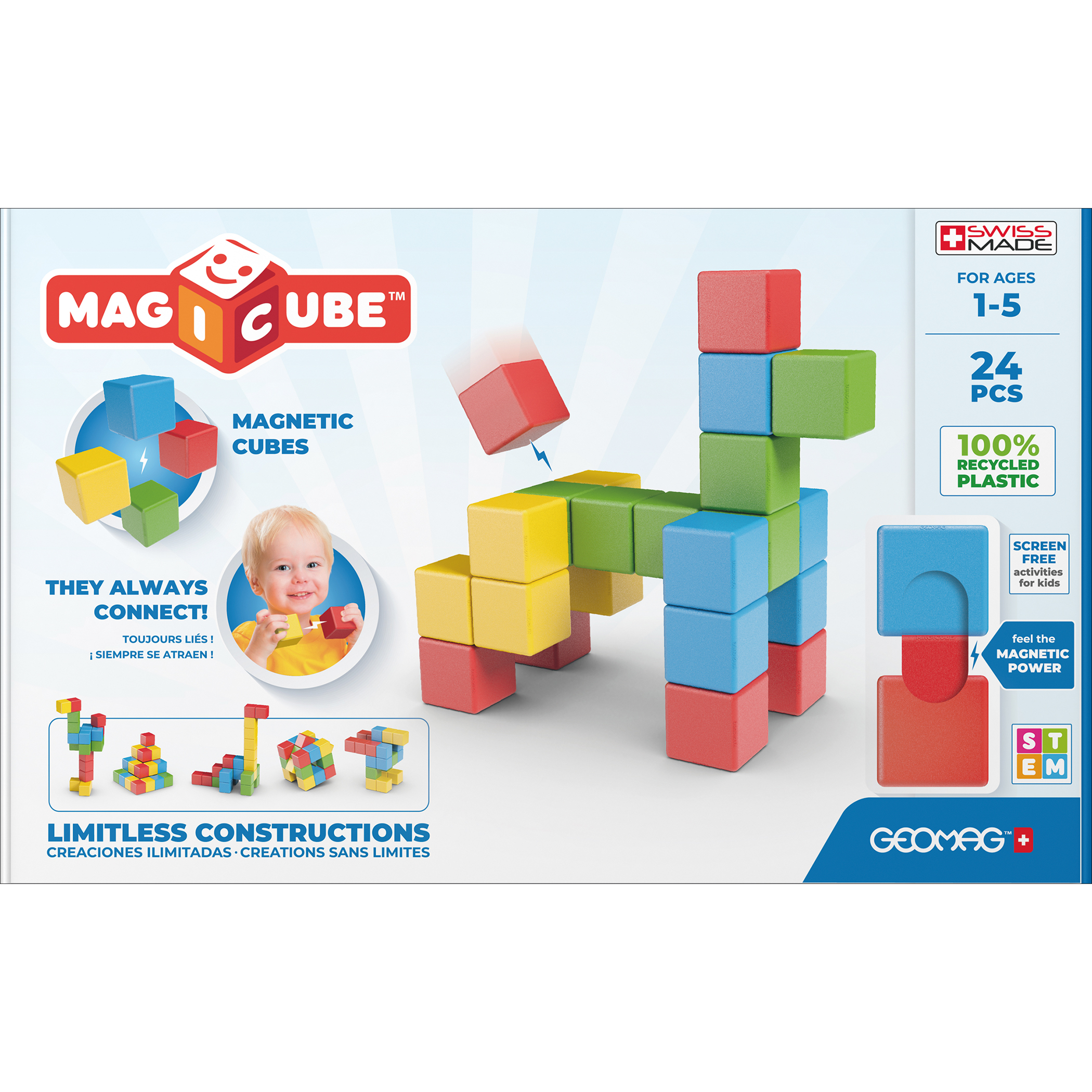 Geomag Magicubes Full Color Try Me Recycled, 24 Pieces
