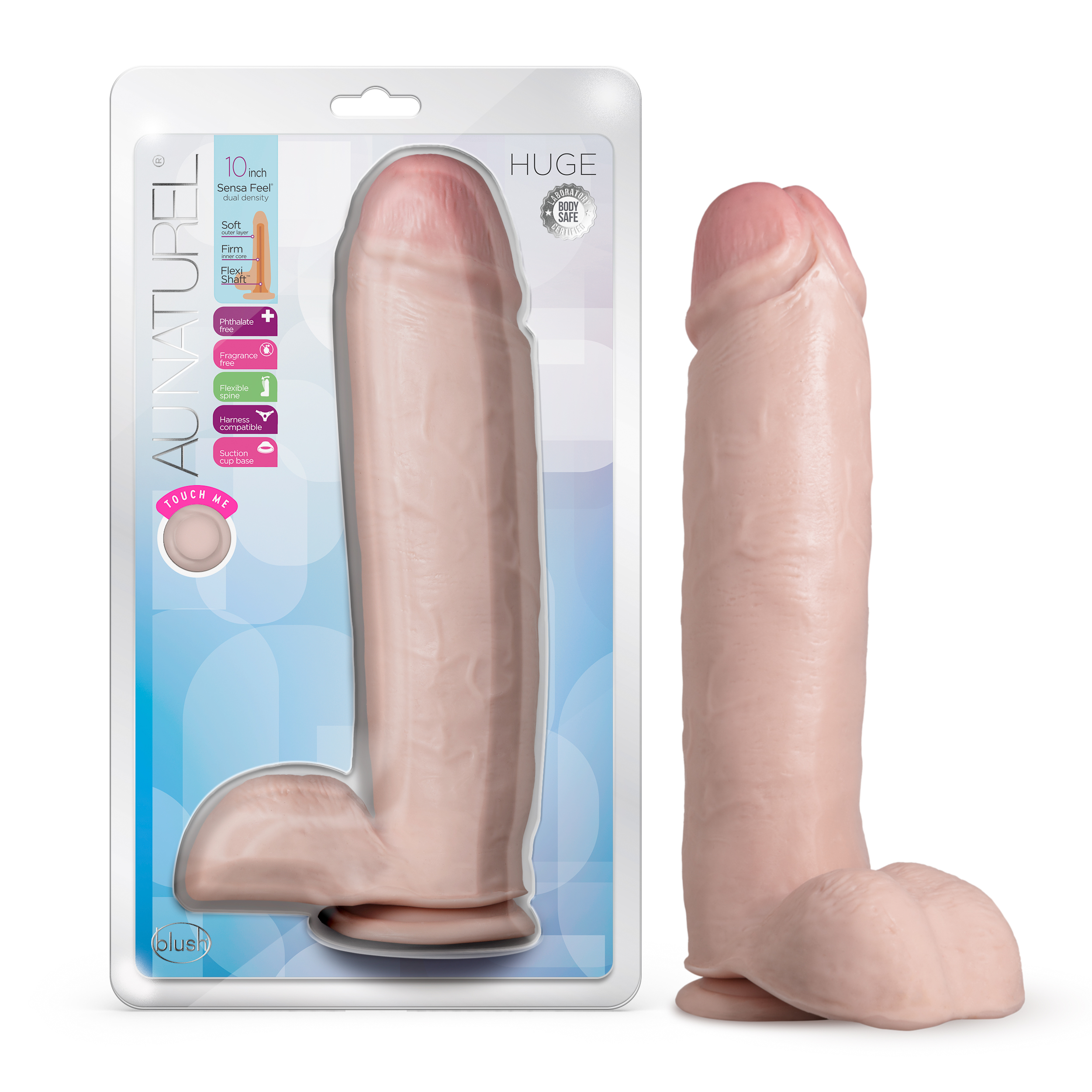 Blush Au Naturel Huge Realistic Vanilla 10.5-Inch Long Dildo With Balls & Suction Cup Base