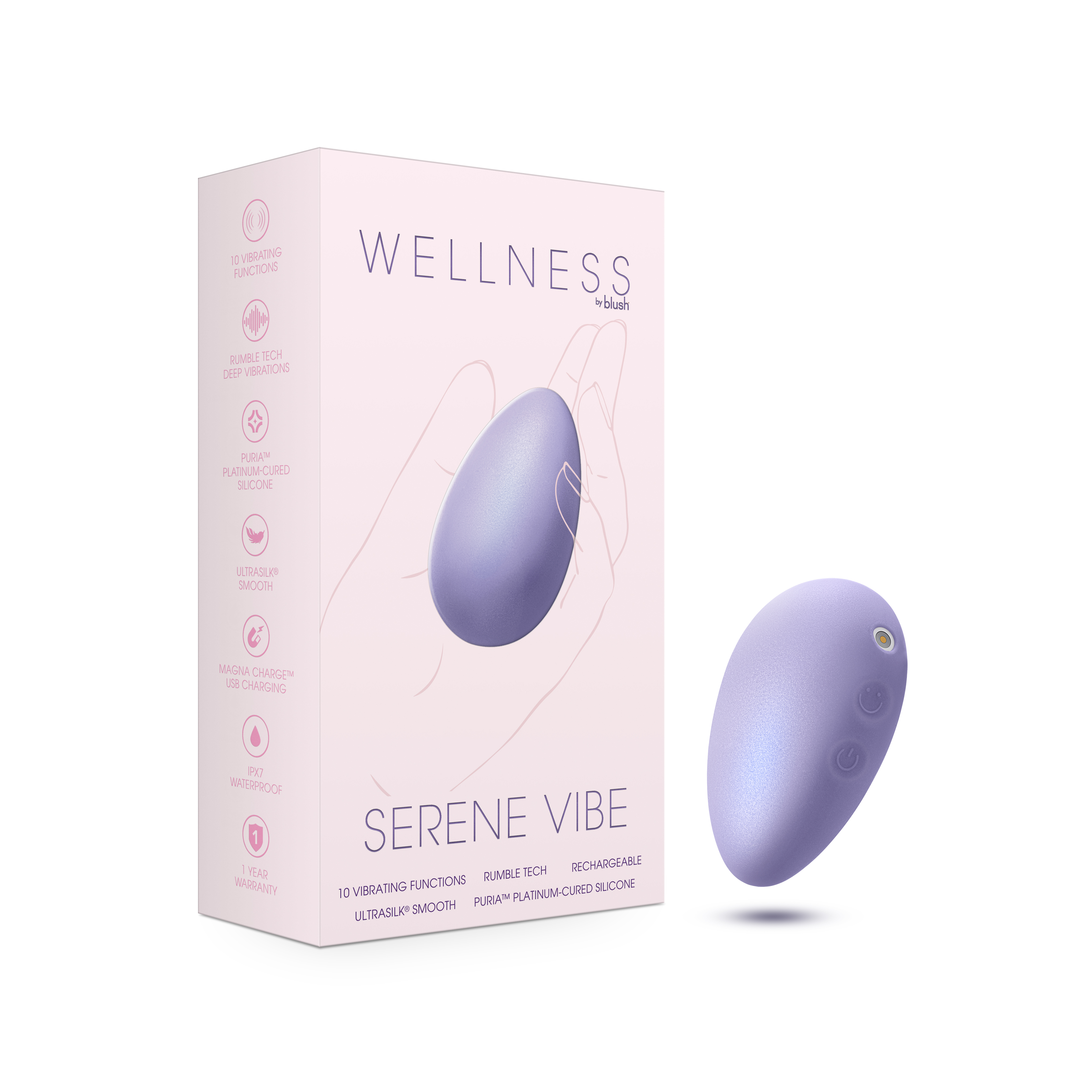 Wellness By Blush? / Serene Vibe Full Body Personal Hand Held Massager - Made with Purio? Silicone