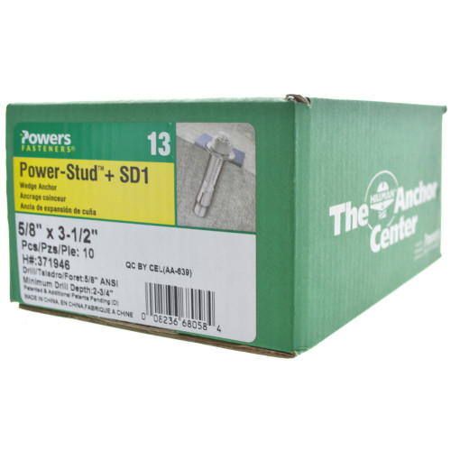 Zinc PowerStud+ SD1 Anchor 5/8" x 31/2"